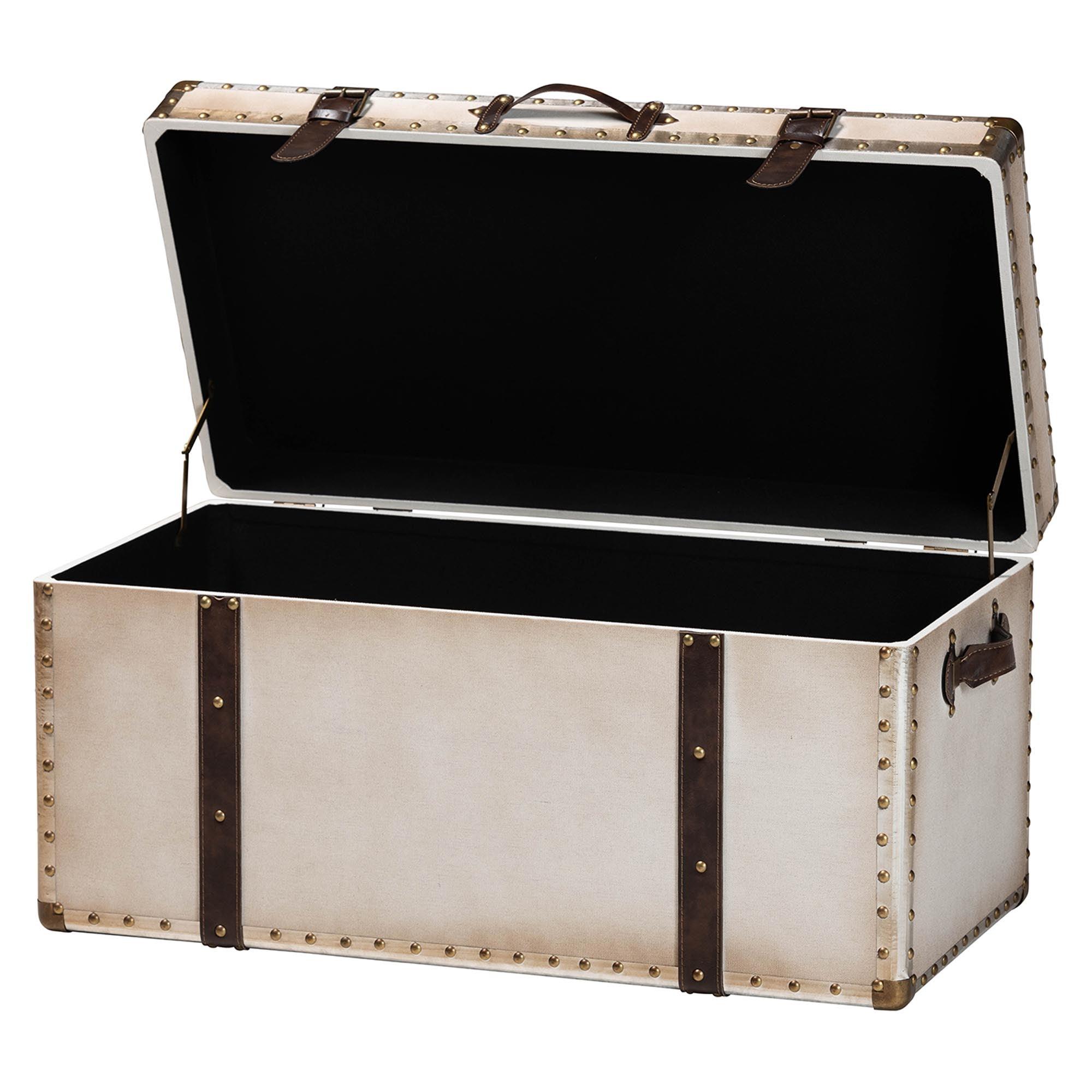 Nevio Vintage Weathered Canvas Storage Trunk