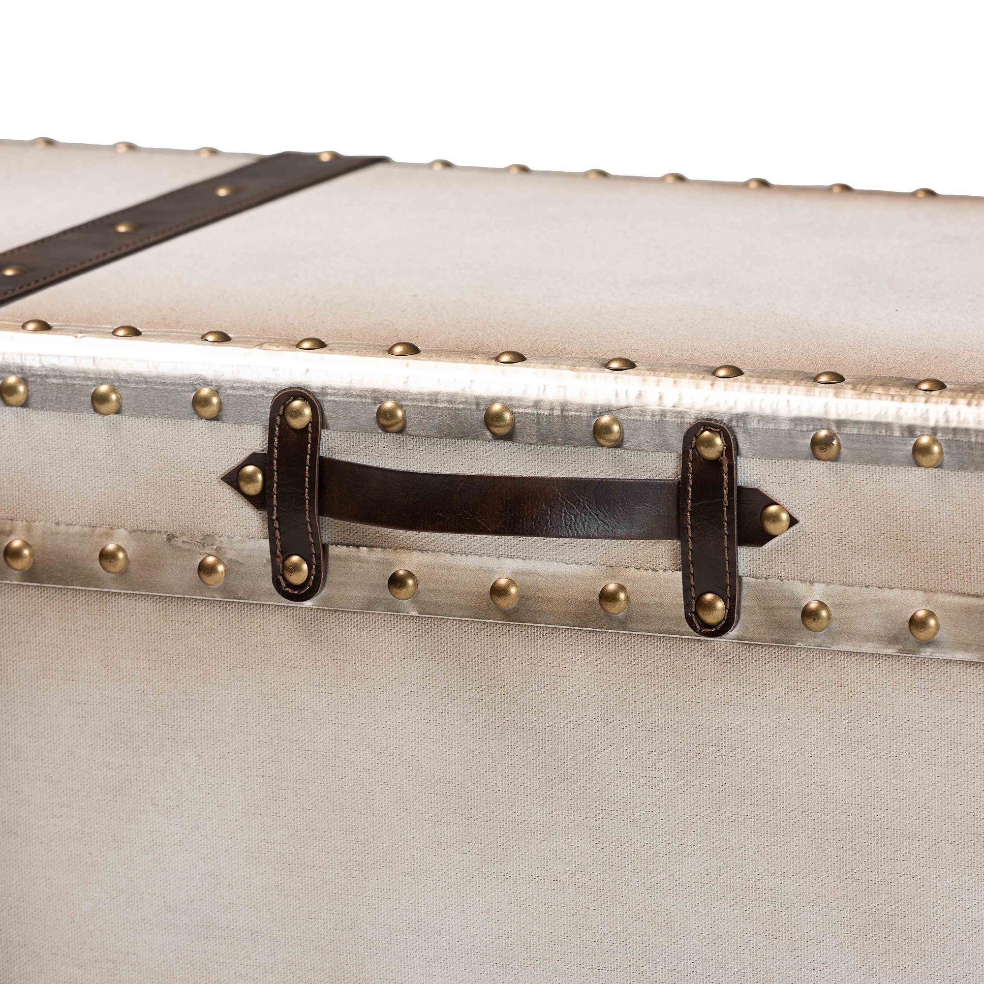 Nevio Vintage Weathered Canvas Storage Trunk