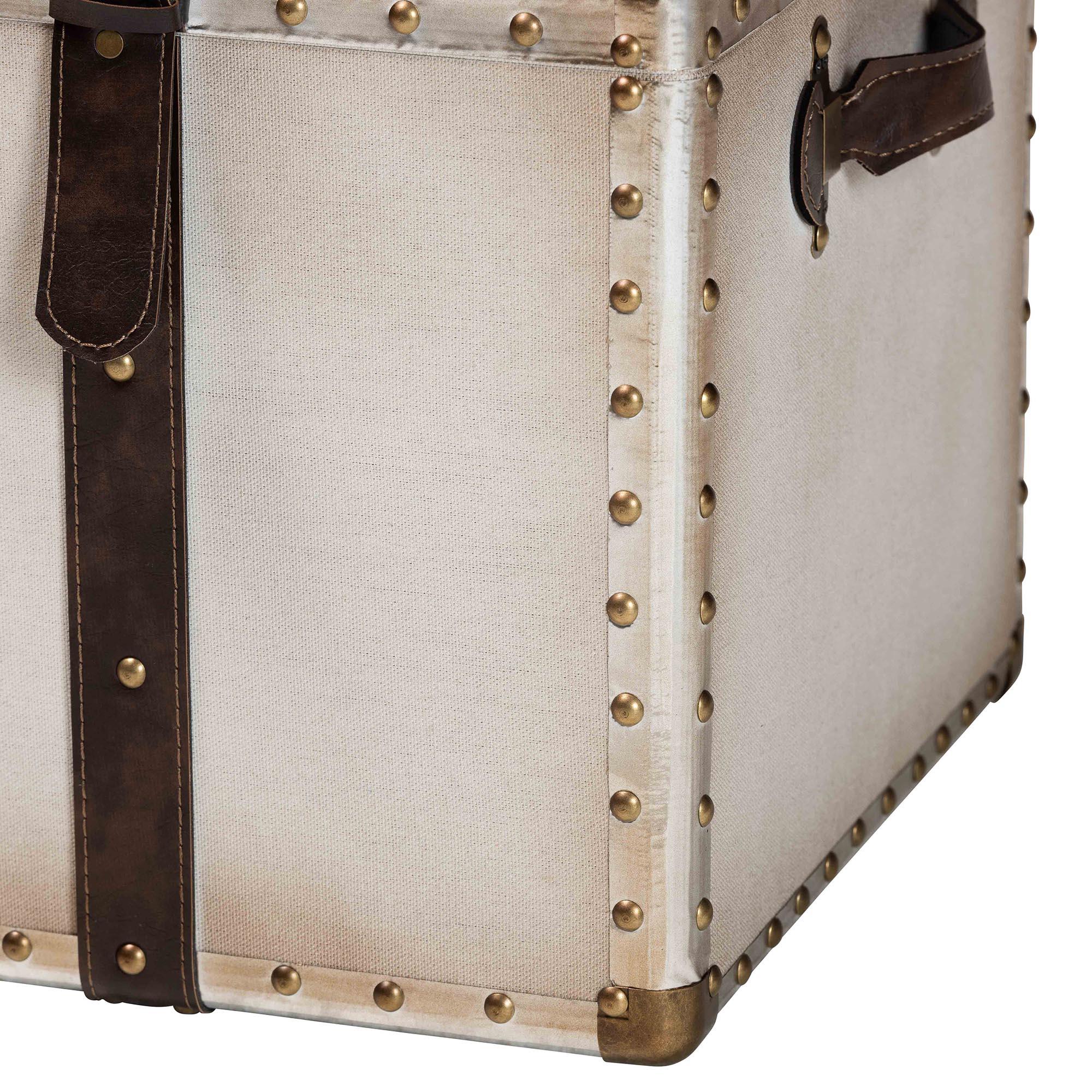 Nevio Vintage Weathered Canvas Storage Trunk