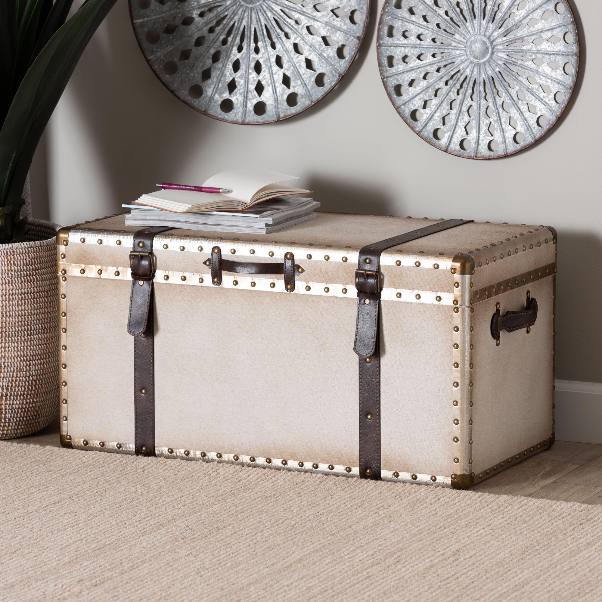 Nevio Vintage Weathered Canvas Storage Trunk