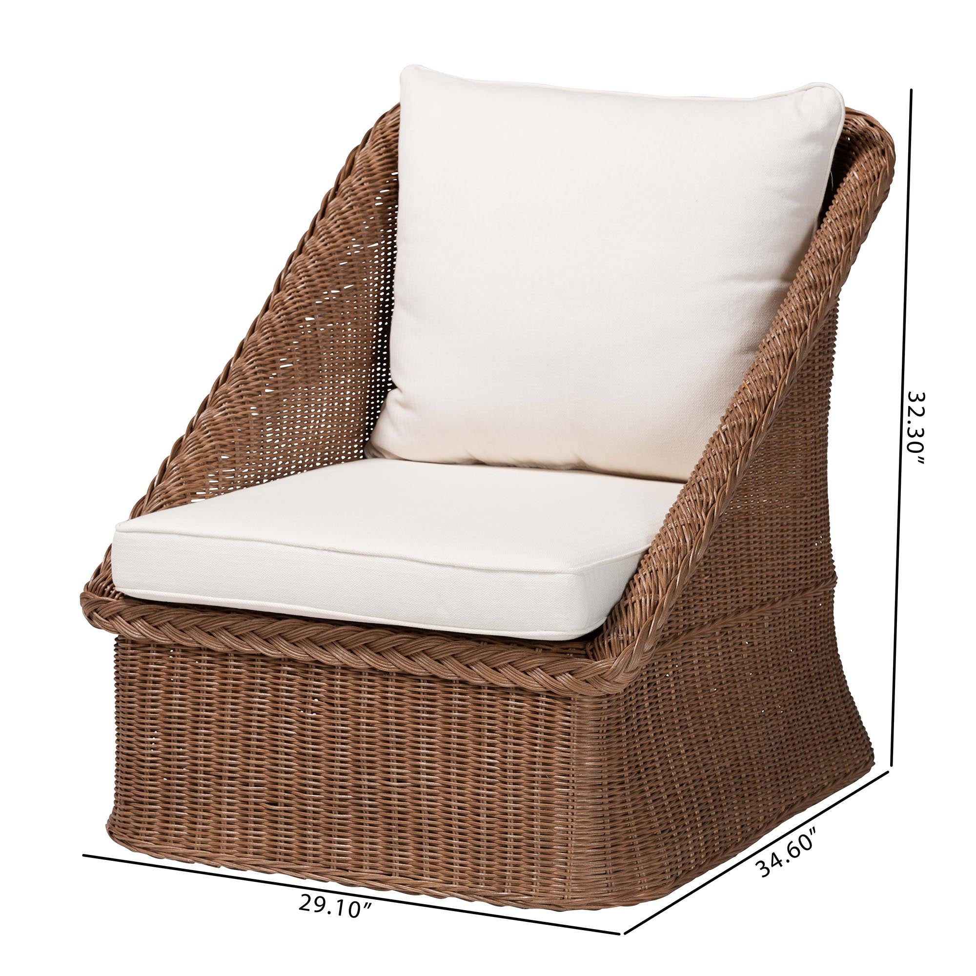 Bali & Pari Derris Bohemian Peanut Braided Rattan Arm Chair