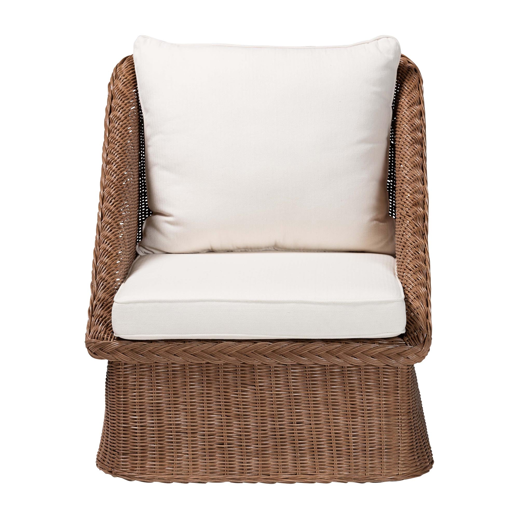 Bali & Pari Derris Bohemian Peanut Braided Rattan Arm Chair