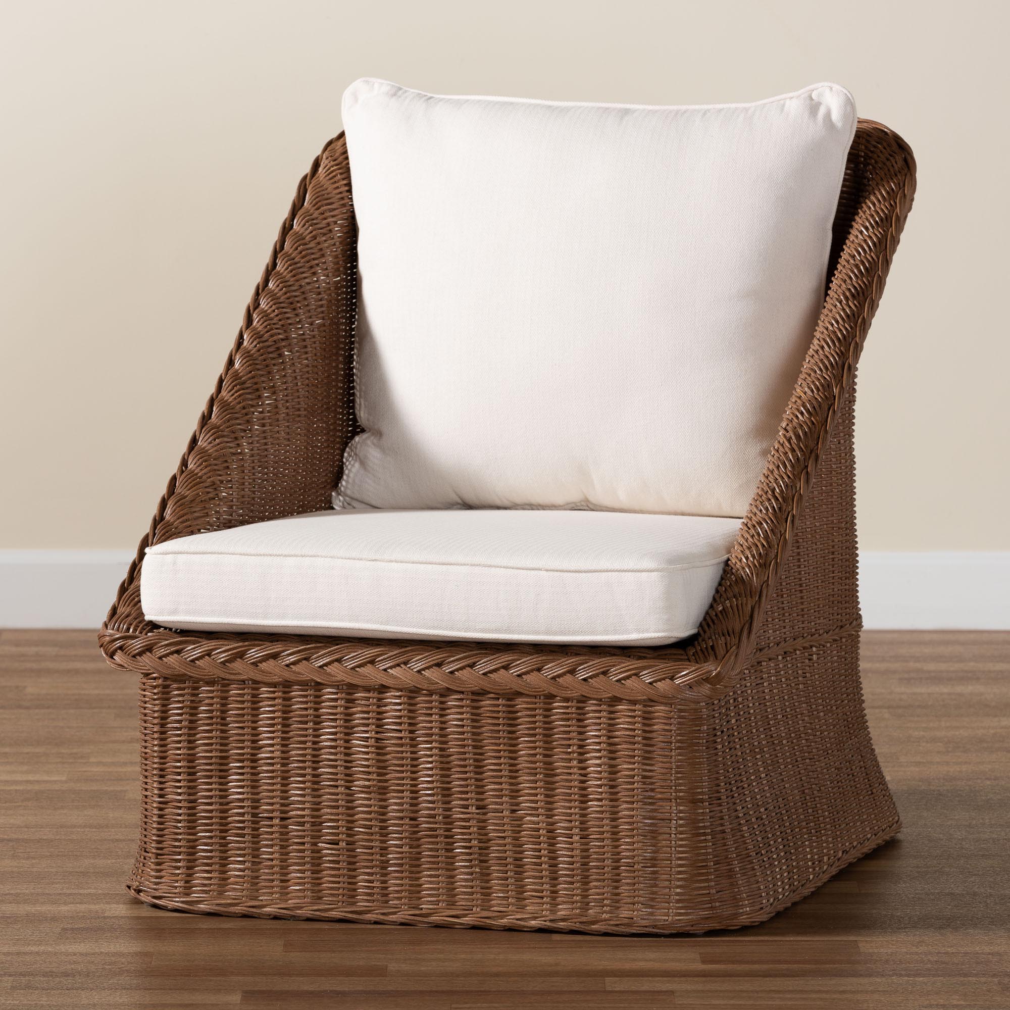 Bali & Pari Derris Bohemian Peanut Braided Rattan Arm Chair