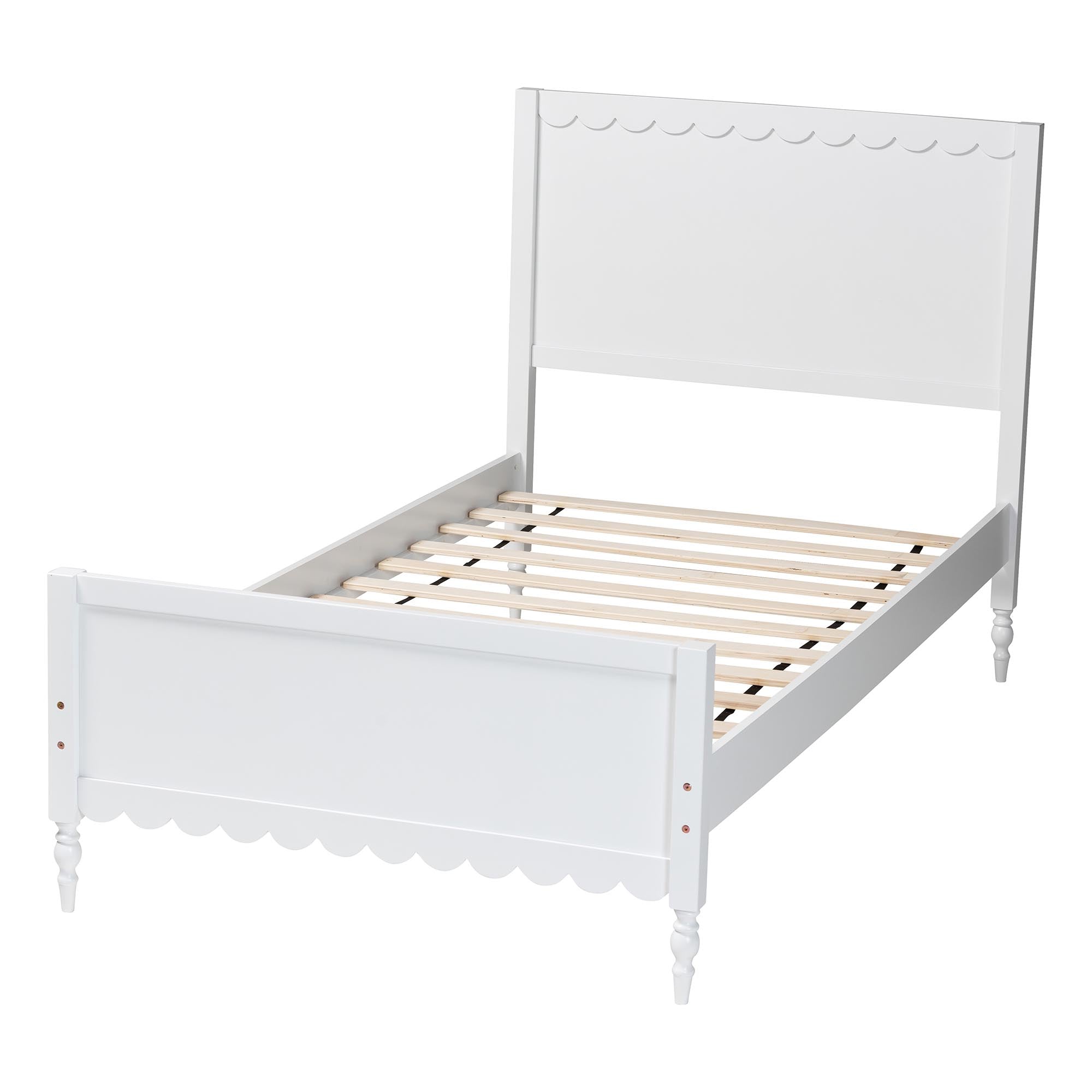 Roni Modern Wood Platform Bed with Scalloped Edges