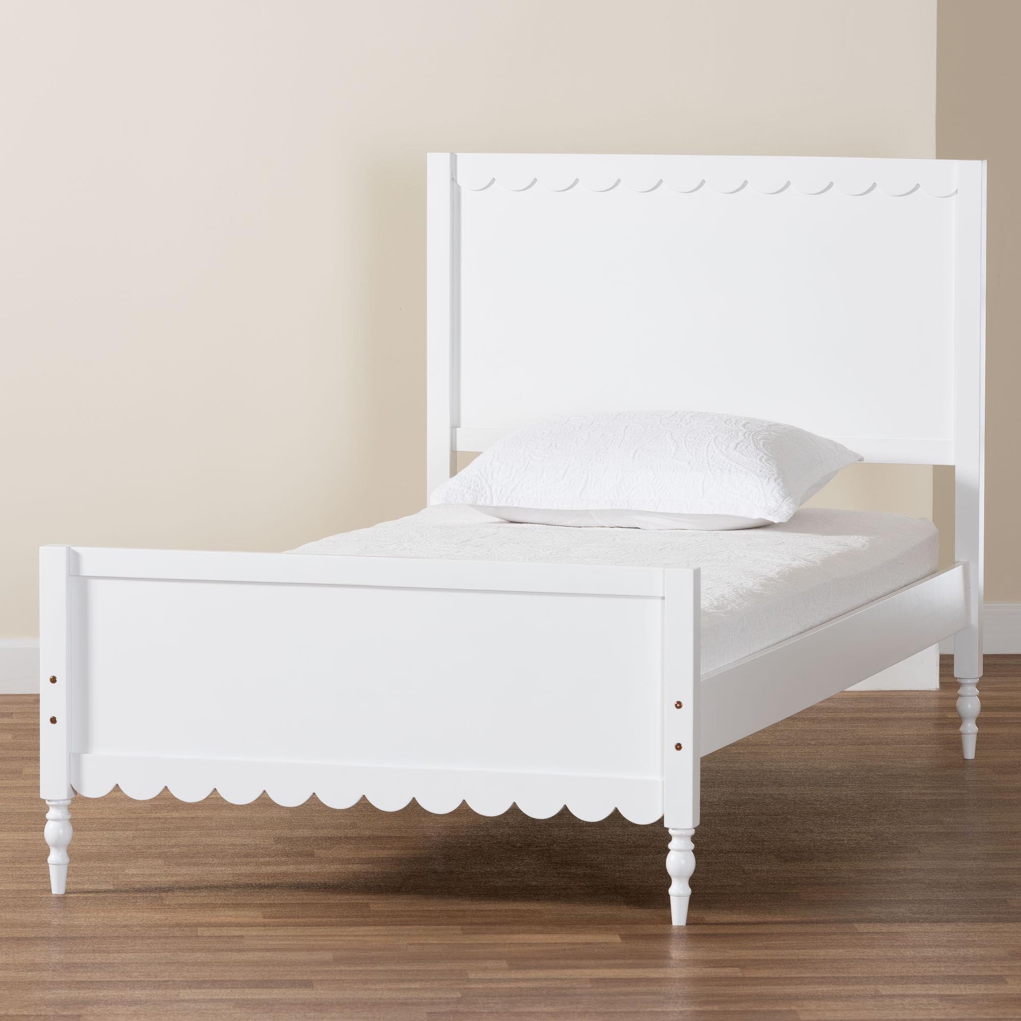 Roni Modern Wood Platform Bed with Scalloped Edges