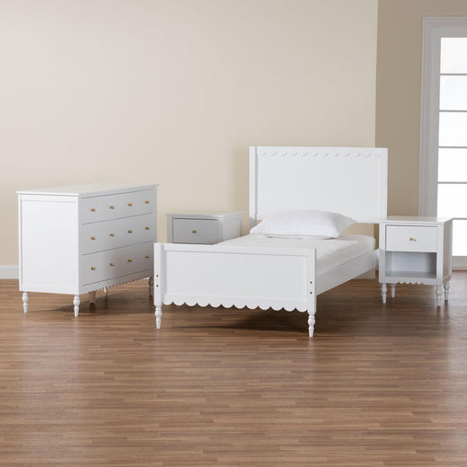 Roni Modern Scalloped Wood 4-Piece Bedroom Set