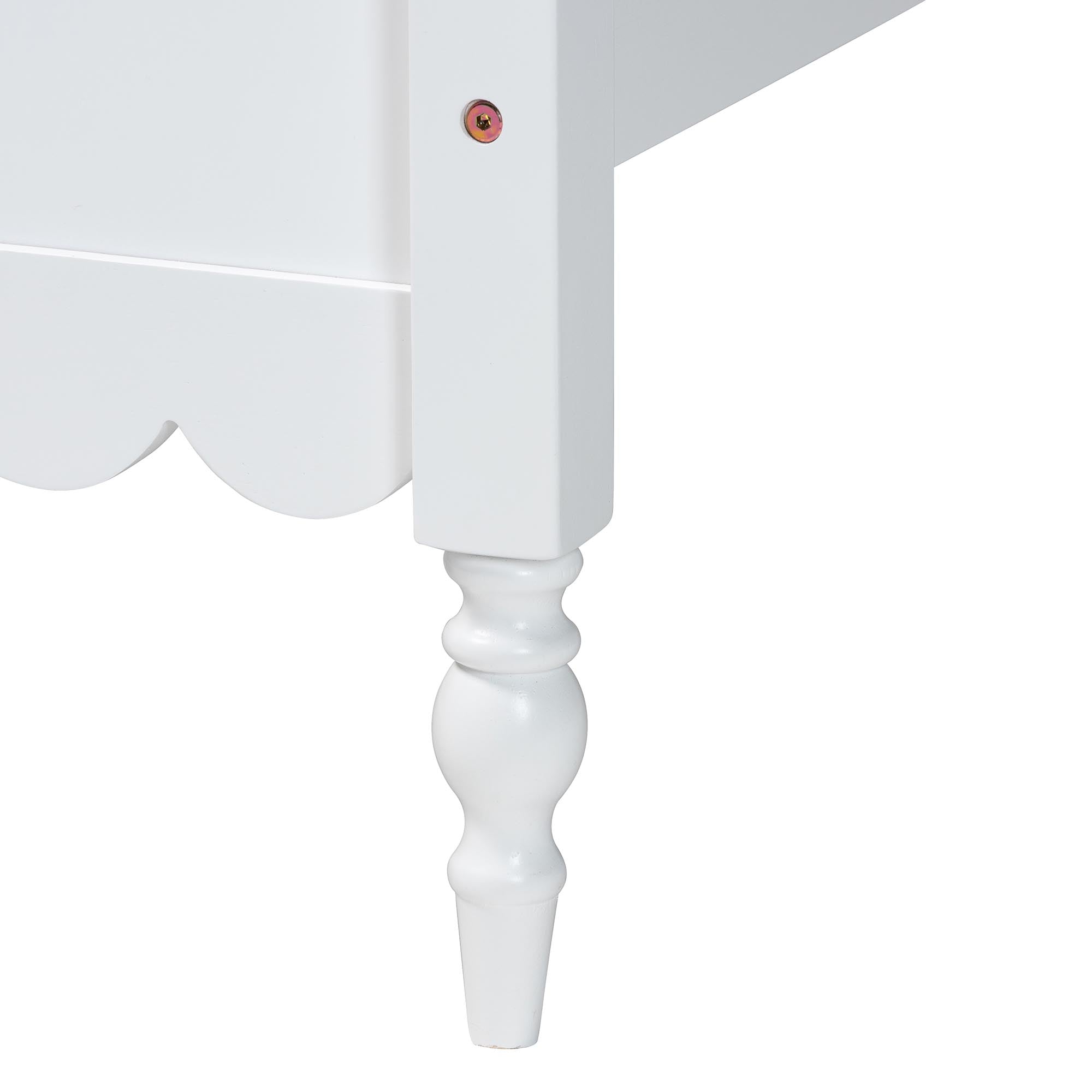 Roni Modern Scalloped Wood 4-Piece Bedroom Set with Two Nightstands