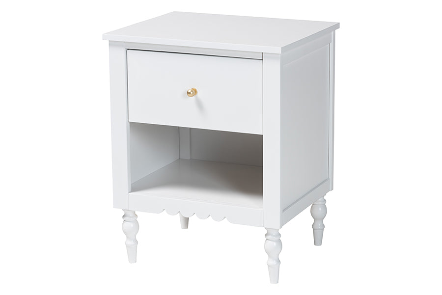 Roni Modern Wood 1-Drawer Nightstand with Scalloped Edges
