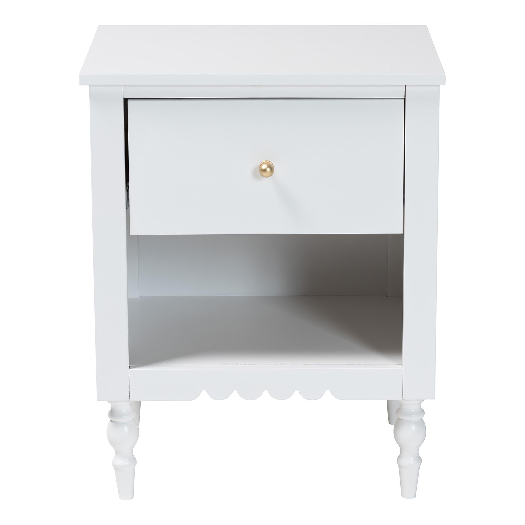 Roni Modern Wood 1-Drawer Nightstand with Scalloped Edges