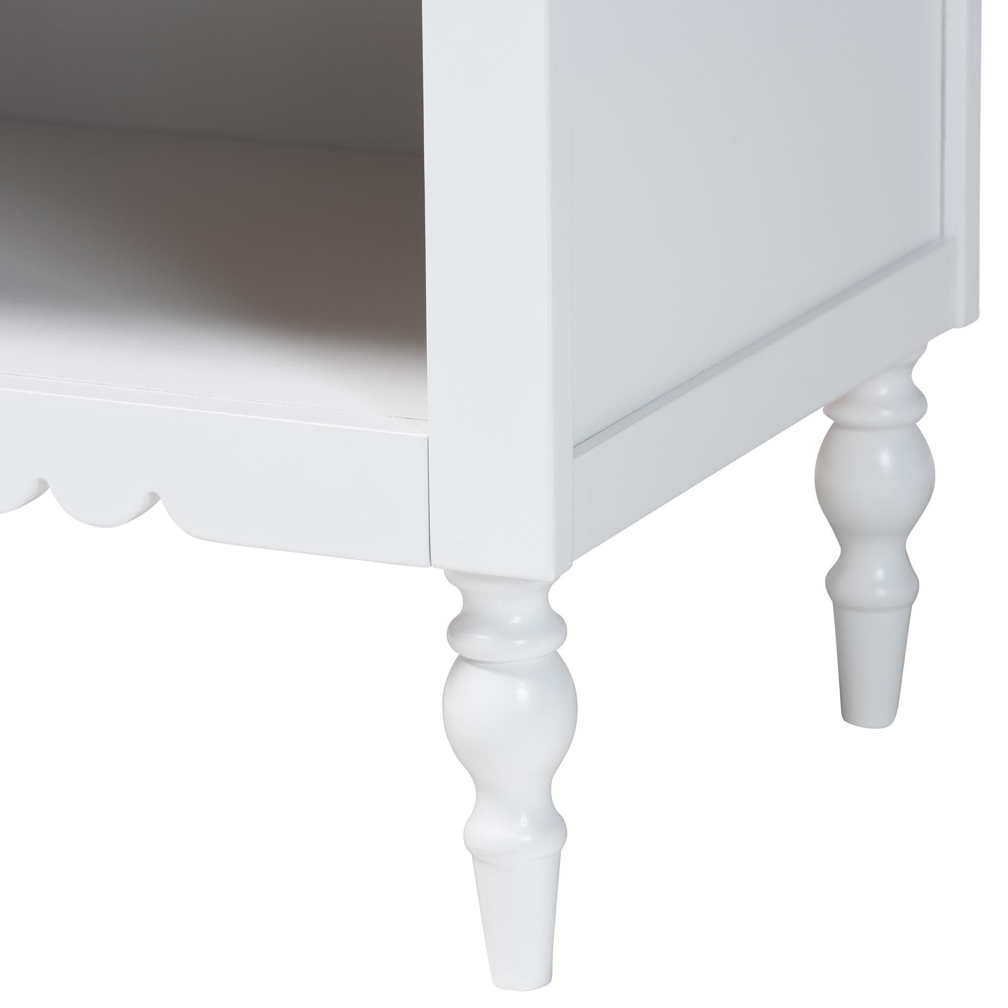 Roni Modern Wood 1-Drawer Nightstand with Scalloped Edges