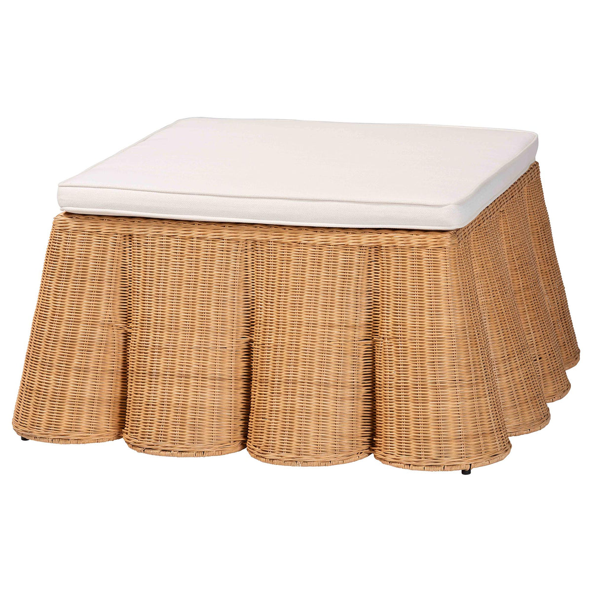 Bali & Pari Palm Scallop Rattan Ottoman