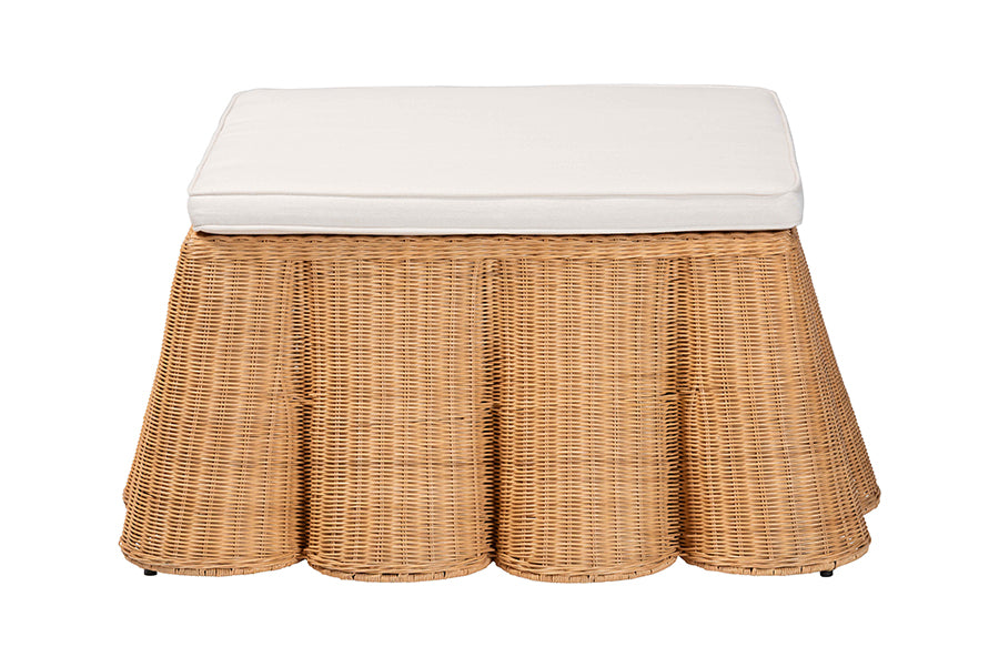 Bali & Pari Palm Scallop Rattan Ottoman