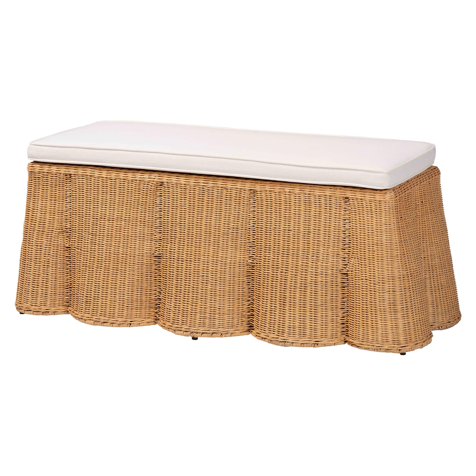 Bali & Pari Palm Scallop Rattan Ottoman