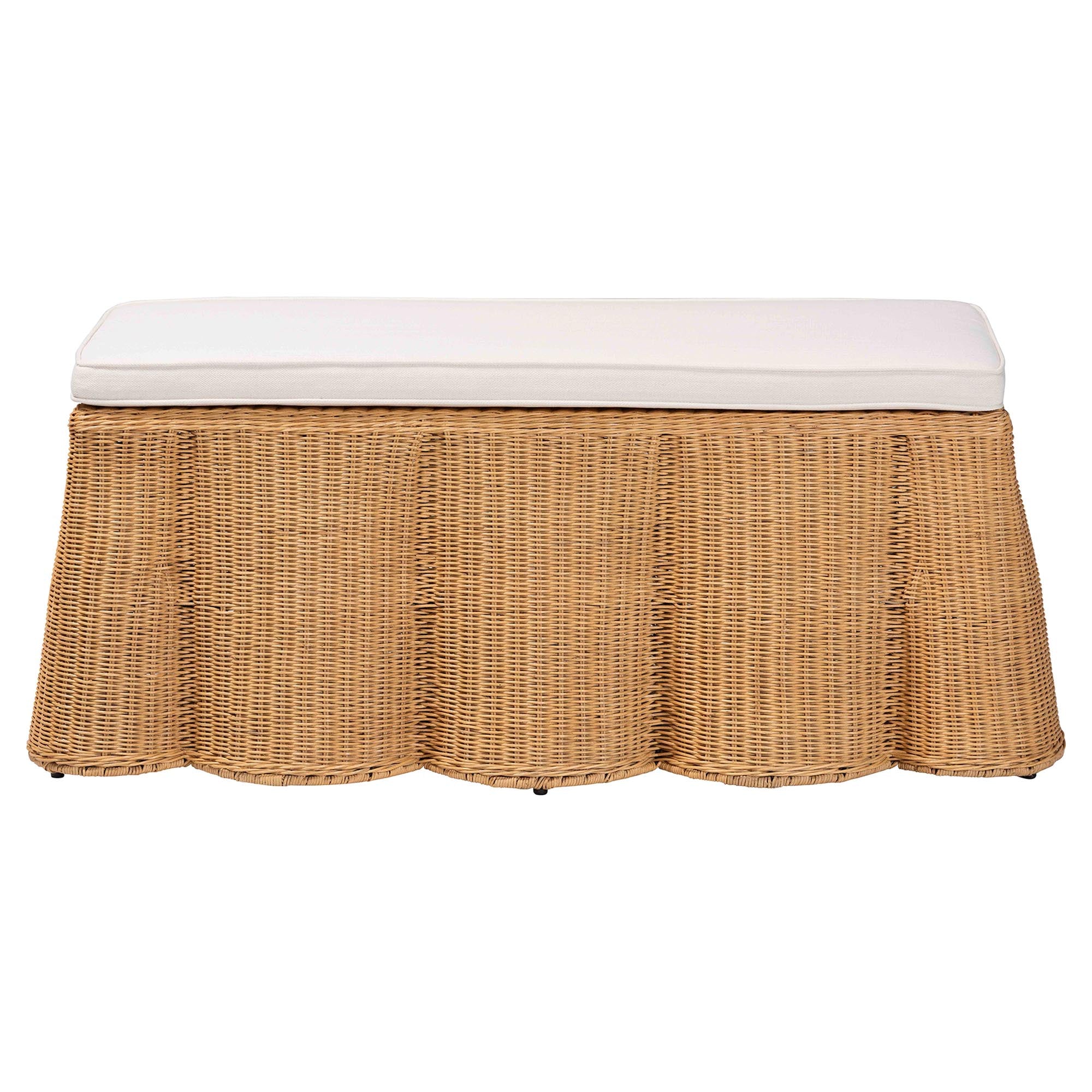 Bali & Pari Palm Scallop Rattan Ottoman