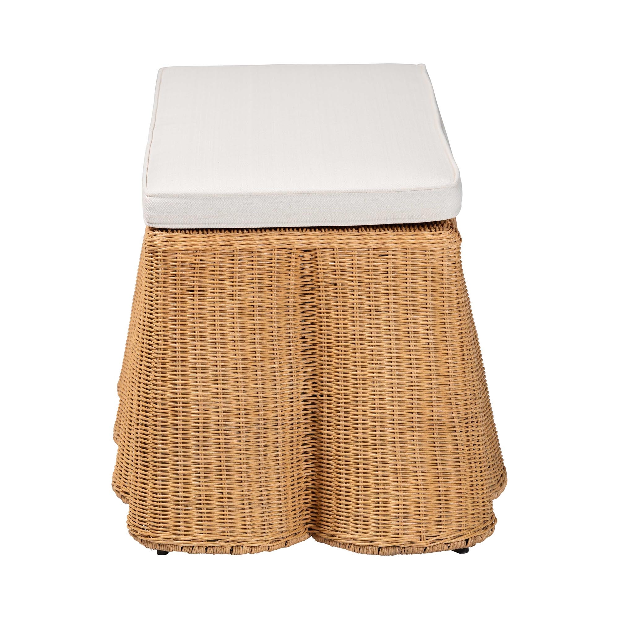 Bali & Pari Palm Scallop Rattan Ottoman