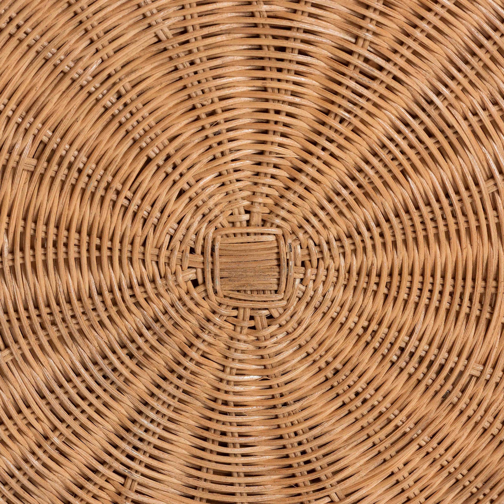 bali & pari Palm Scallop Rattan Ottoman with Cushion - Handwoven Wicker Accent Stool or Footrest for Living Room, Bedroom, or Sunroom, Coastal Boho Style, 32" Round