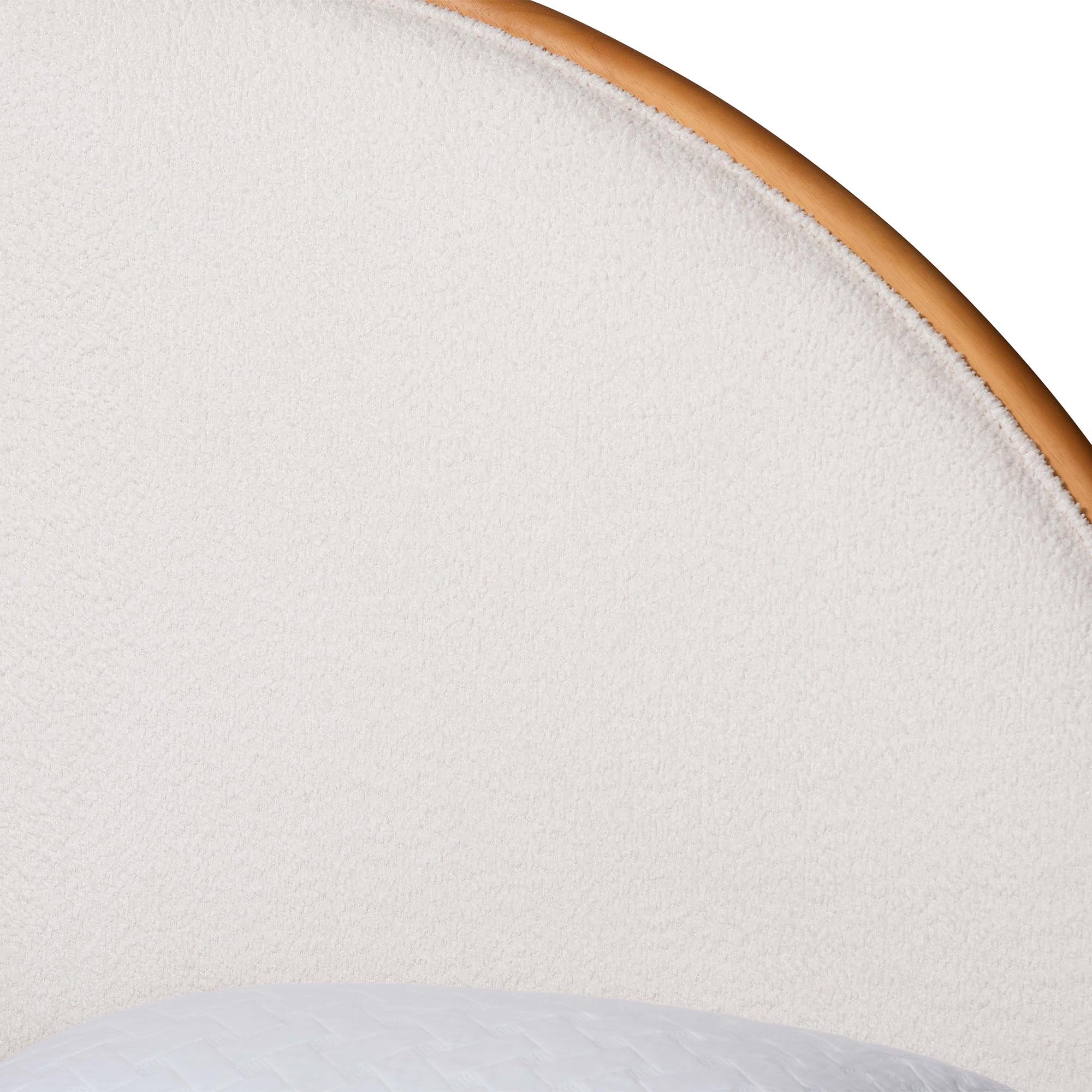 Dawson Japandi Cream Teddy Fabric and Wood Bed