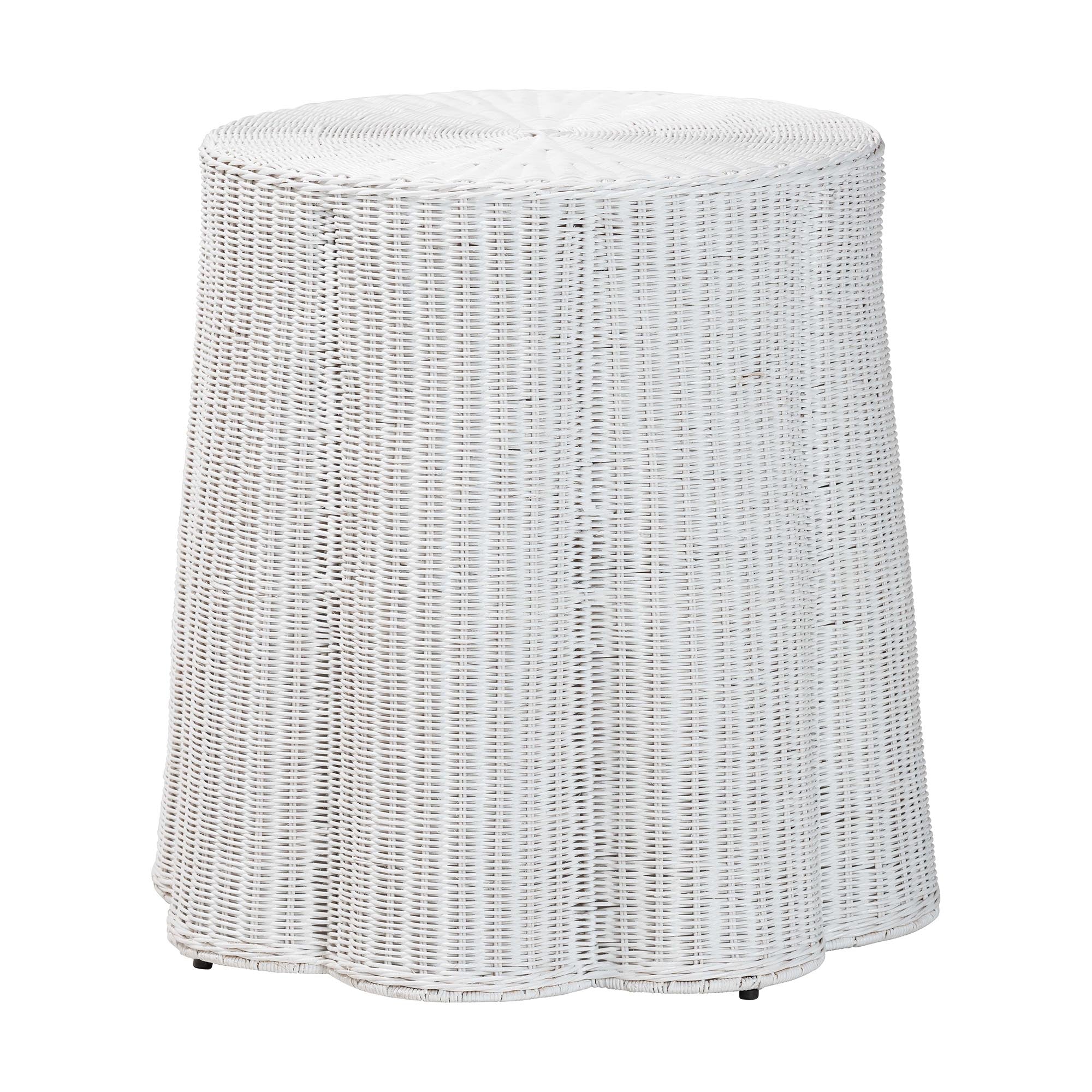 Bali & Pari Palm Bohemian Scalloped Rattan Console Table