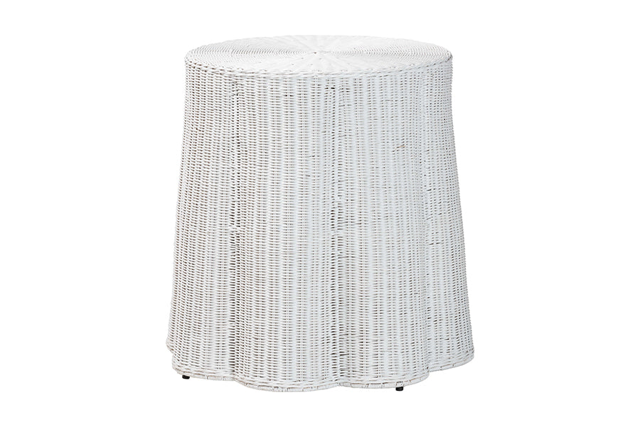 Bali & Pari Palm Bohemian Scalloped Rattan Console Table