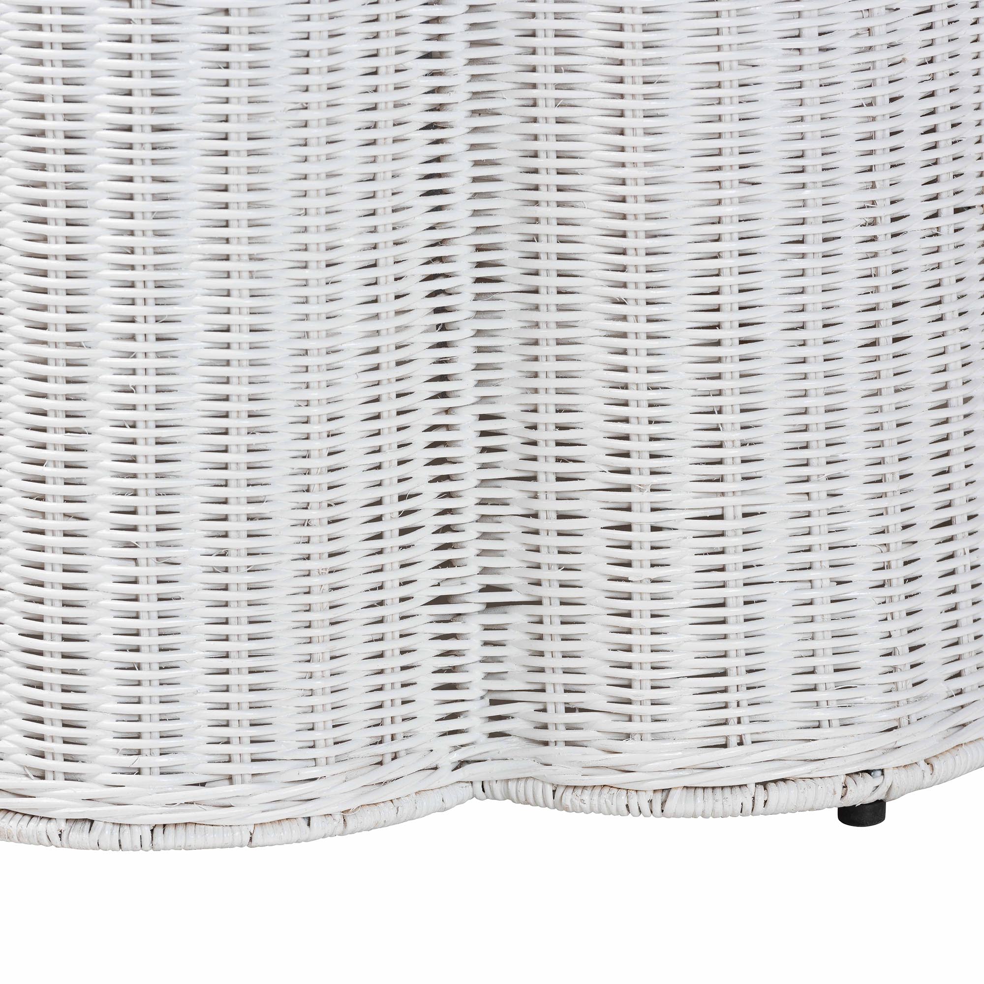 Bali & Pari Palm Bohemian Scalloped Rattan Console Table