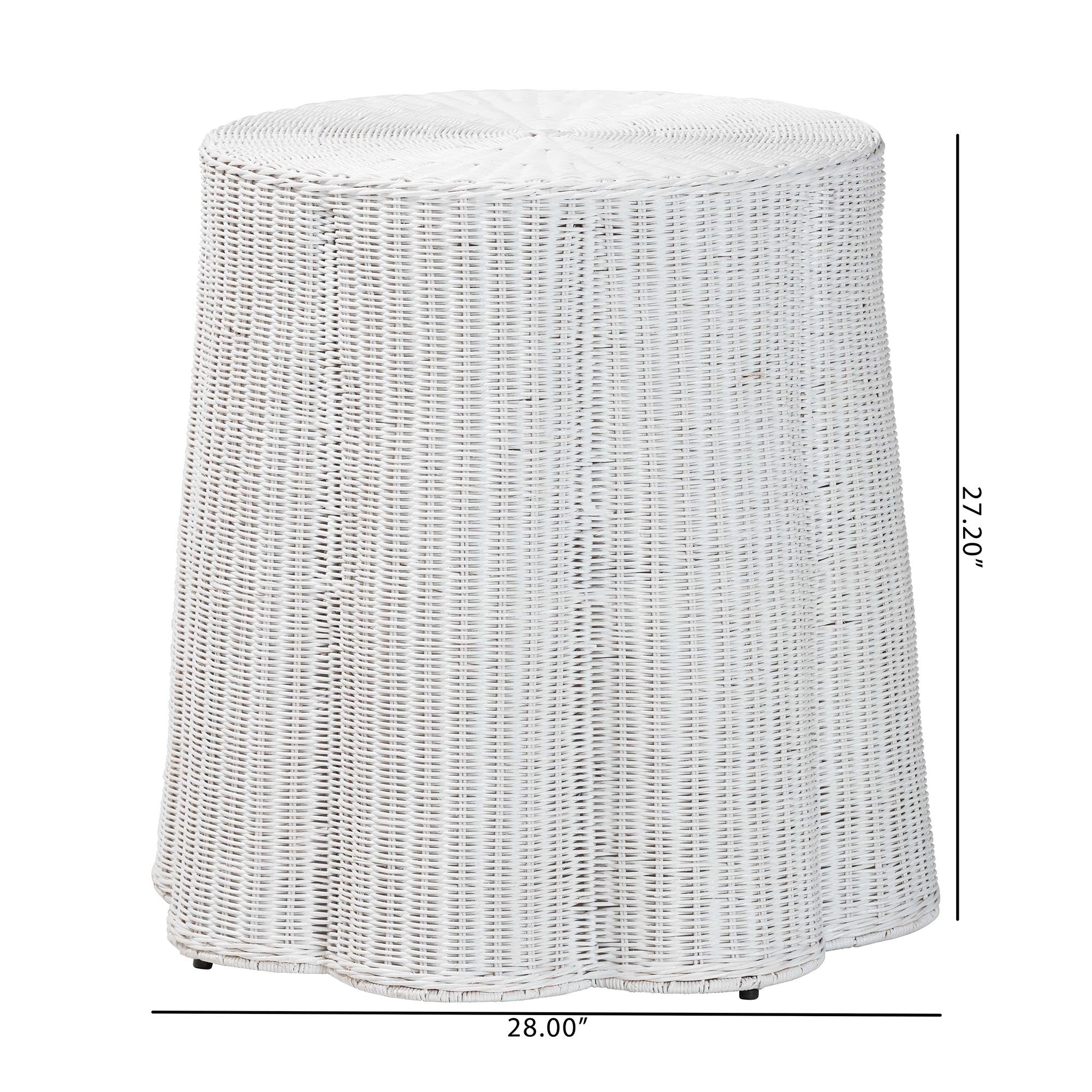 Bali & Pari Palm Bohemian Scalloped Rattan Console Table