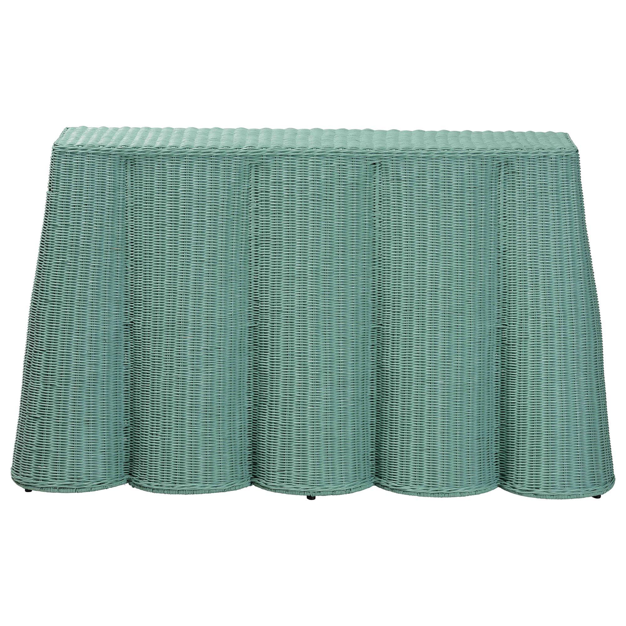 bali & pari Palm Bohemian Seafoam Scallop Rattan Console Table