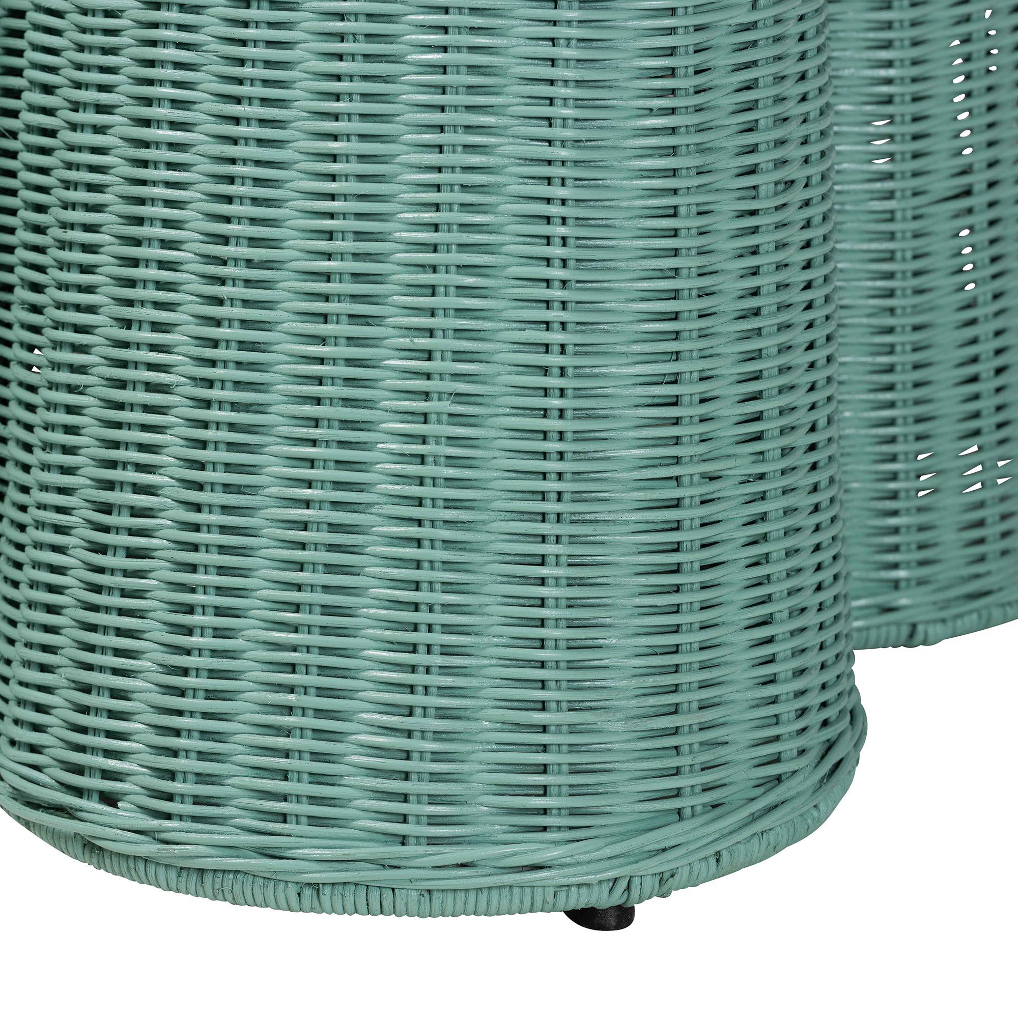 bali & pari Palm Bohemian Seafoam Scallop Rattan Console Table