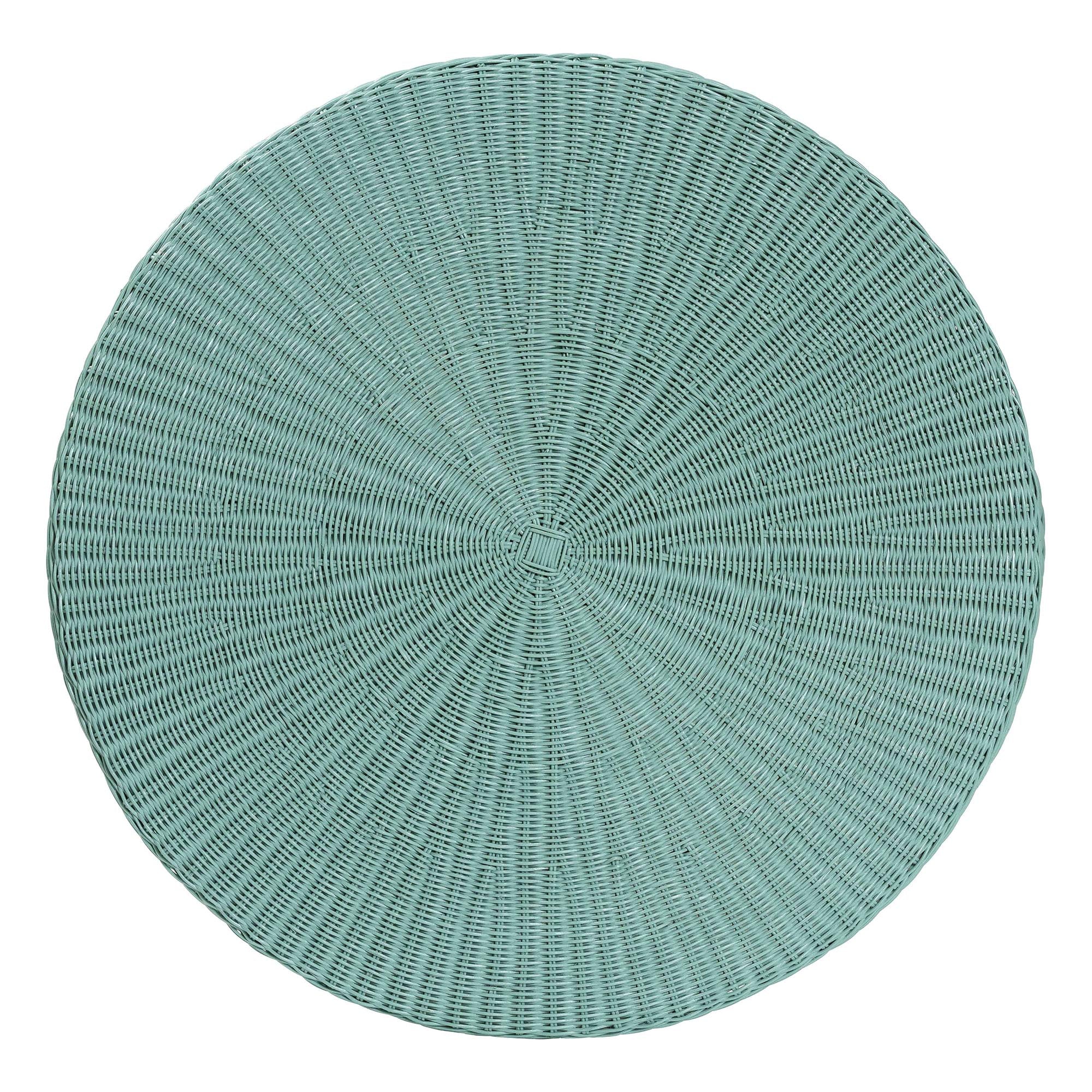 Bali & Pari Palm Bohemian Seafoam Scalloped Rattan Coffee Table