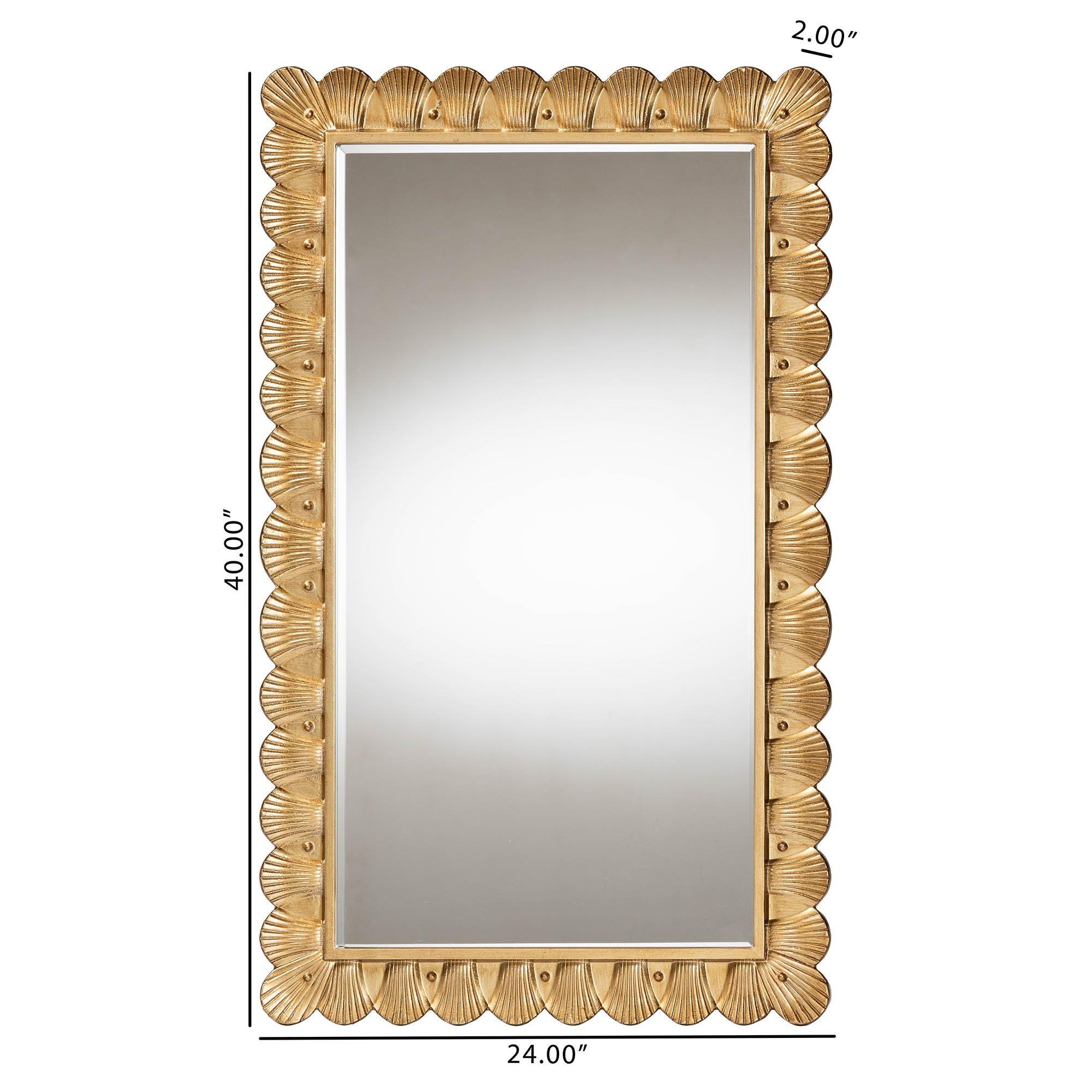 Vadim Wood Accent Mirror with Seashell Border