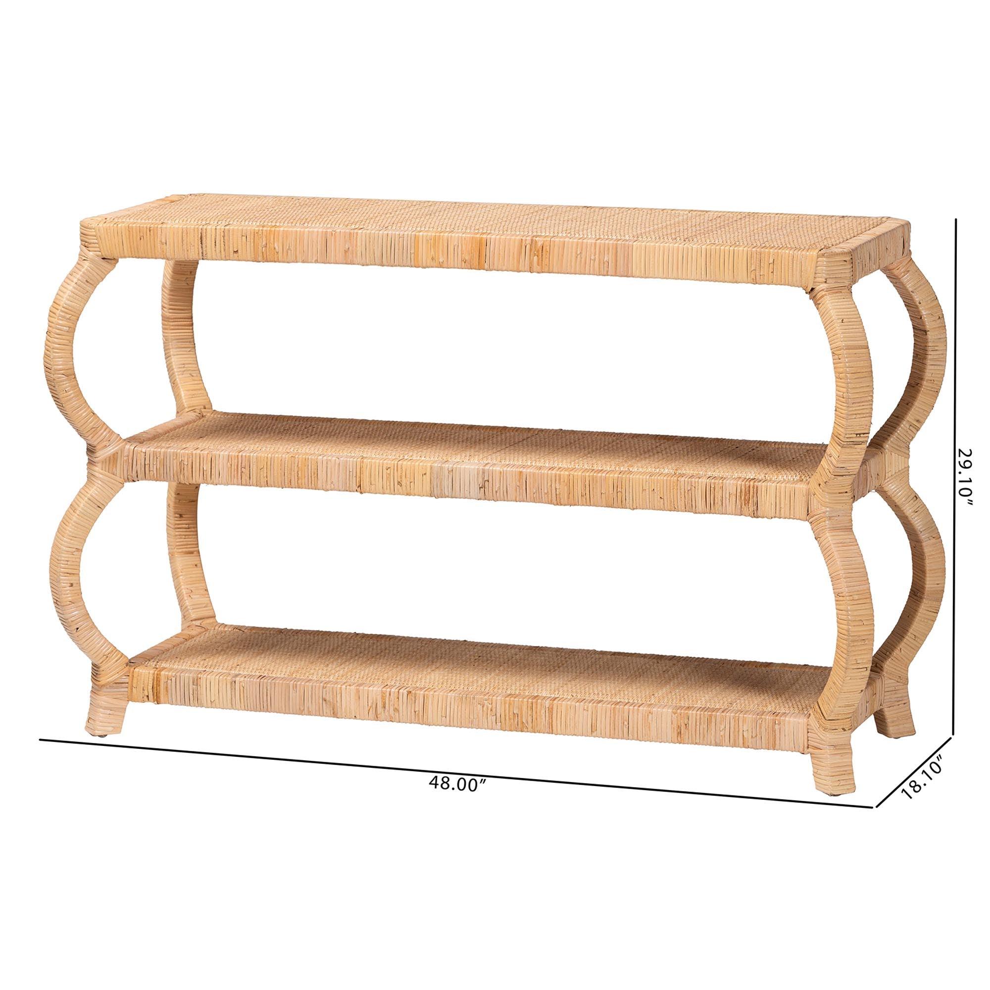 bali & pari Dalida Bohemian Rattan 3-Tier Console Table