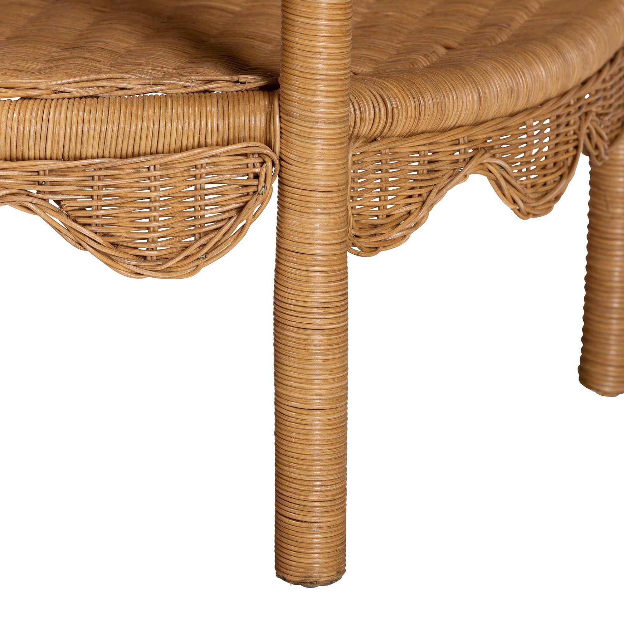 bali & pari Paisley Bohemian Scallop Light Honey Rattan Console Table