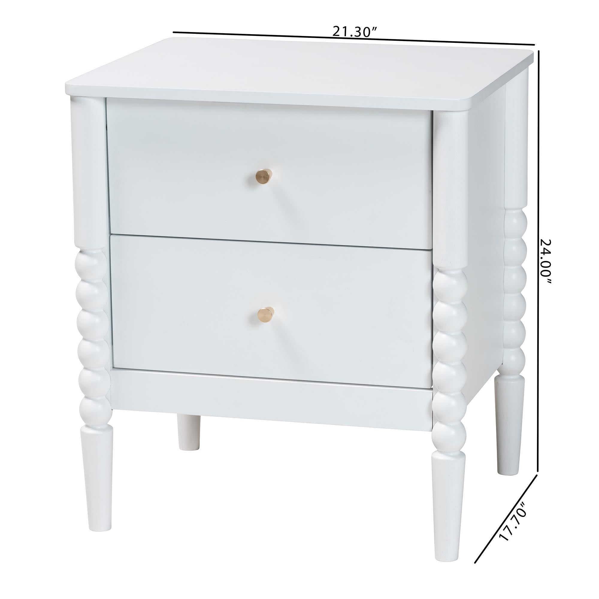 Lucera Mid-Century 2-Drawer Bobbin Nightstand