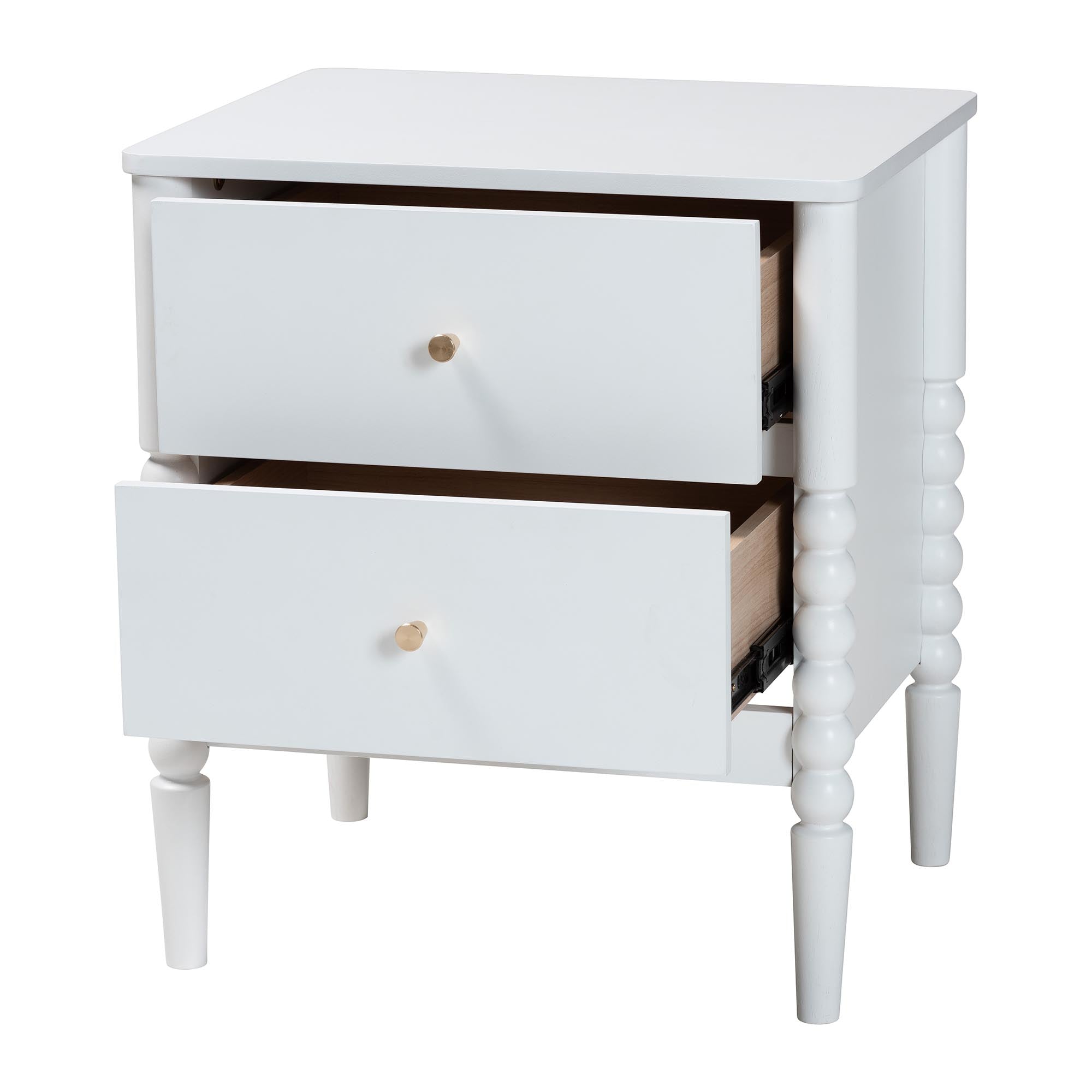 Lucera Mid-Century 2-Drawer Bobbin Nightstand