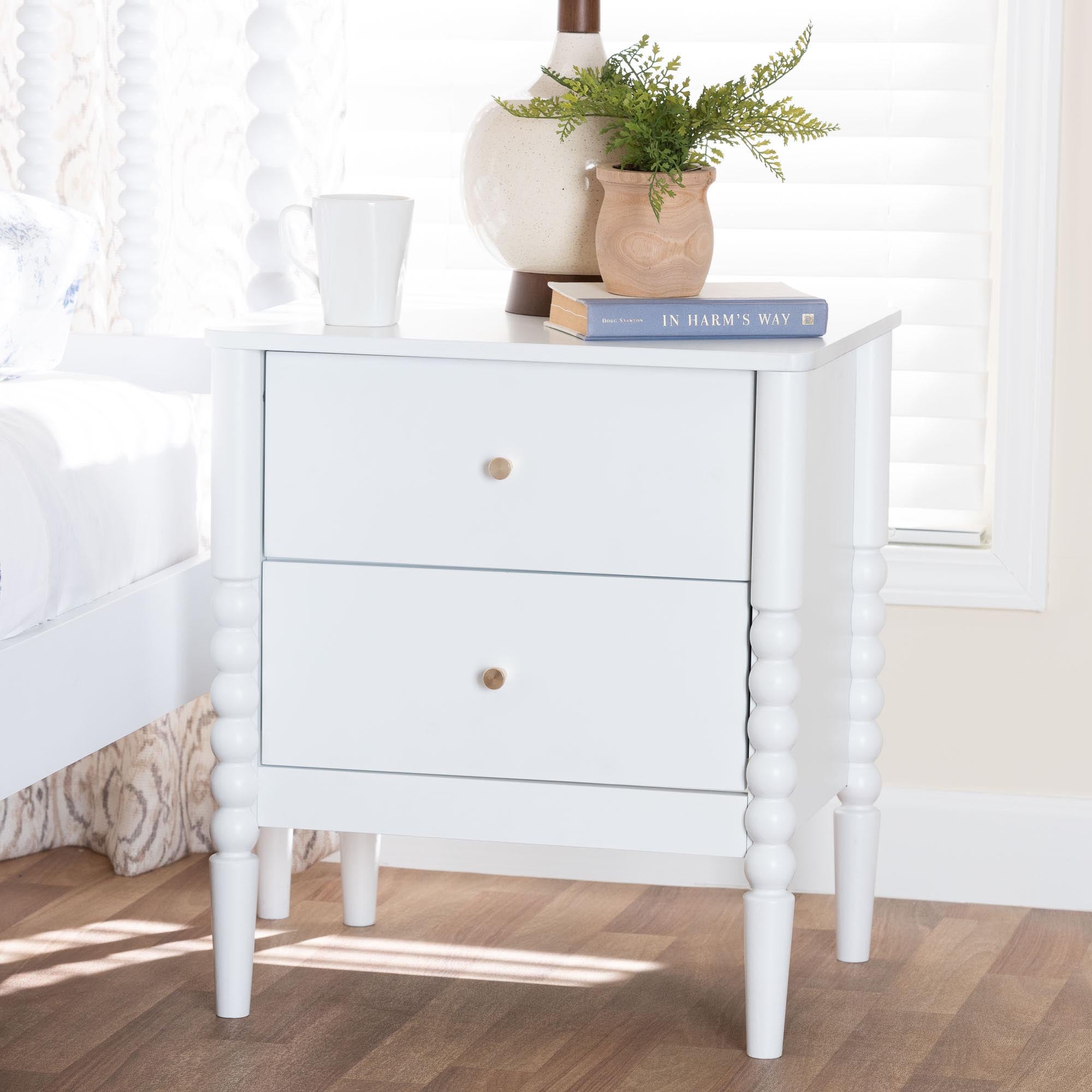 Lucera Mid-Century 2-Drawer Bobbin Nightstand