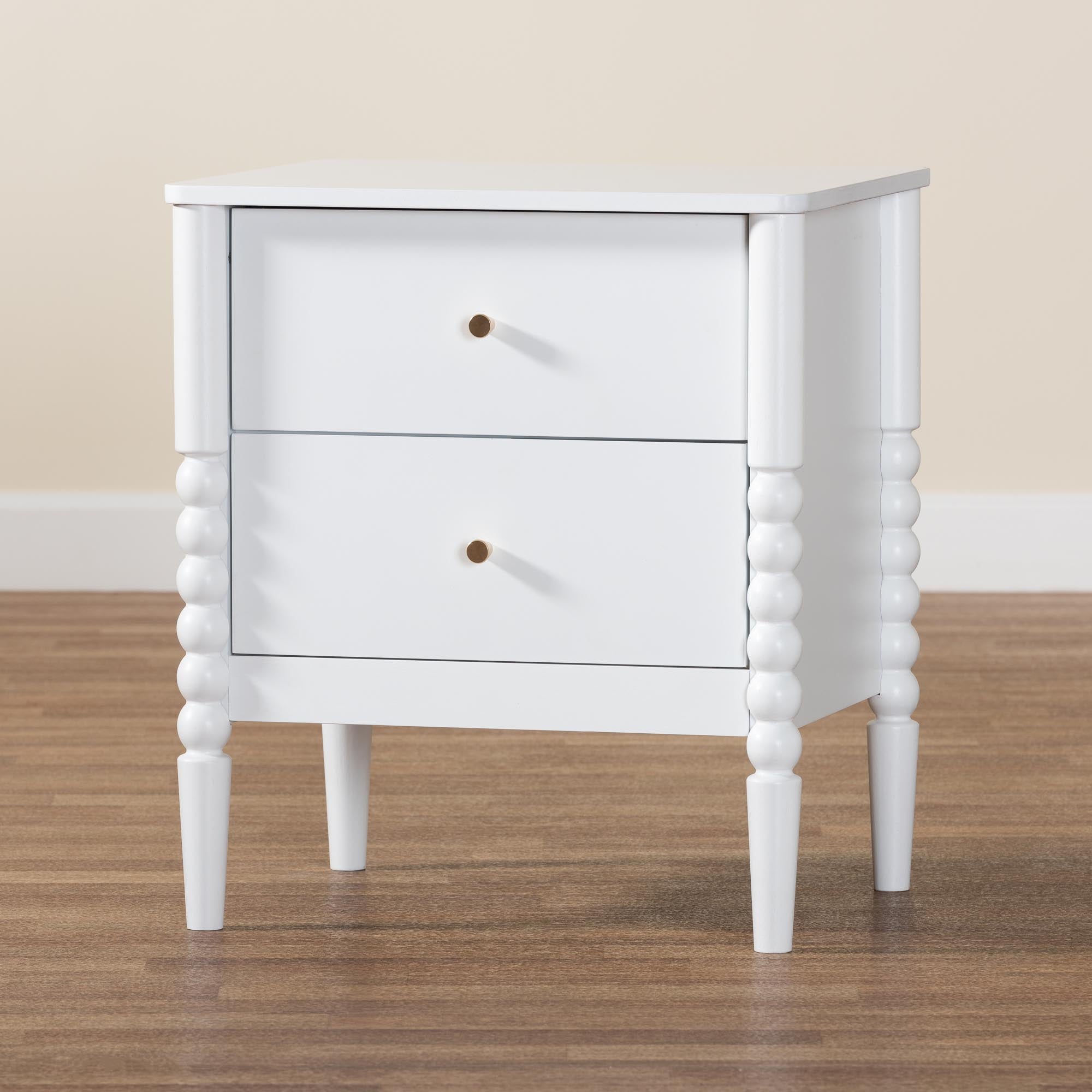 Lucera Mid-Century 2-Drawer Bobbin Nightstand