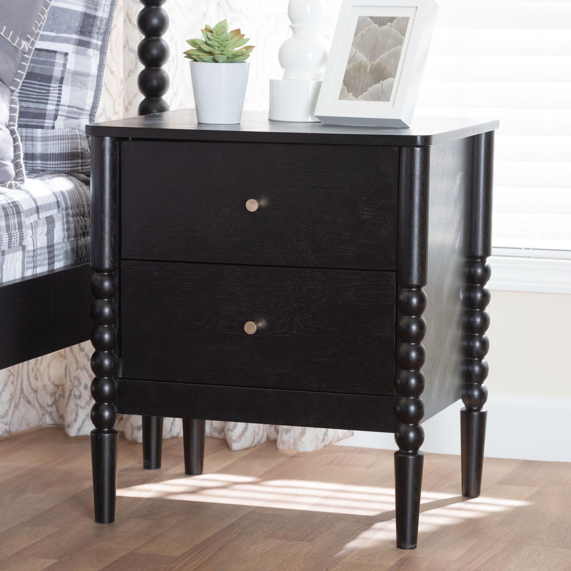 Lucera Mid-Century 2-Drawer Bobbin Nightstand
