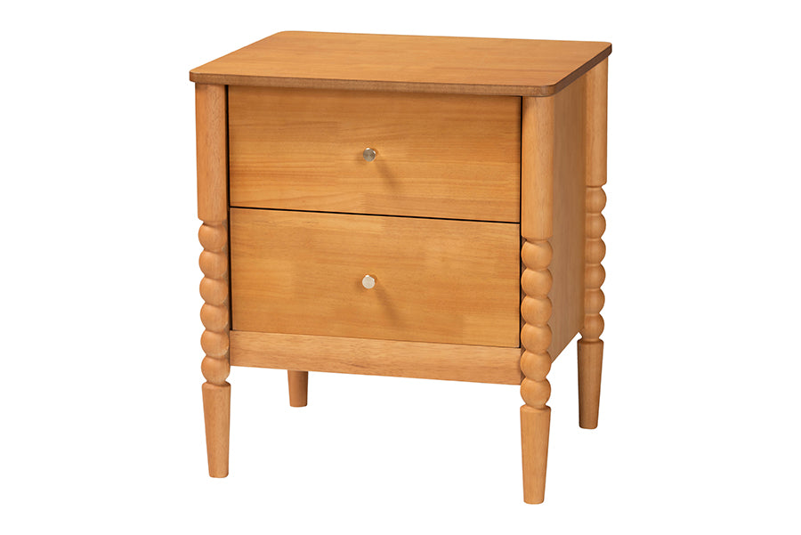 Lucera Mid-Century 2-Drawer Bobbin Nightstand