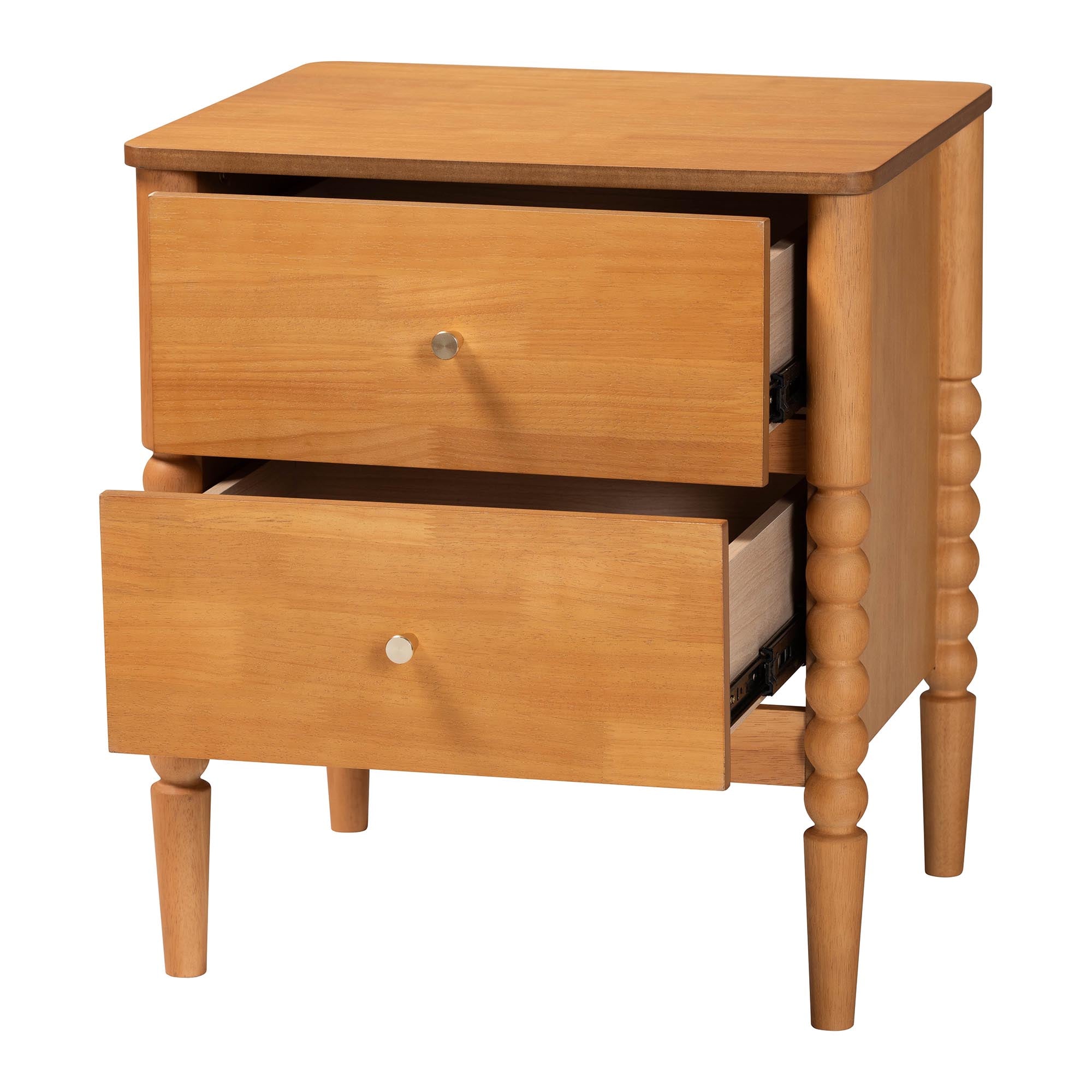 Lucera Mid-Century 2-Drawer Bobbin Nightstand