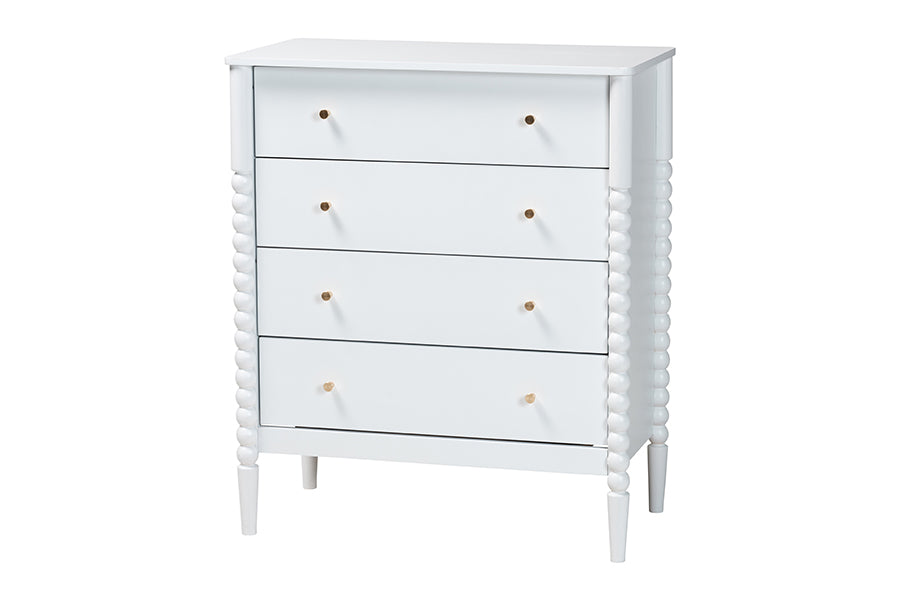 Lucera Mid-Century Bobbin Wood 4-Drawer Chest