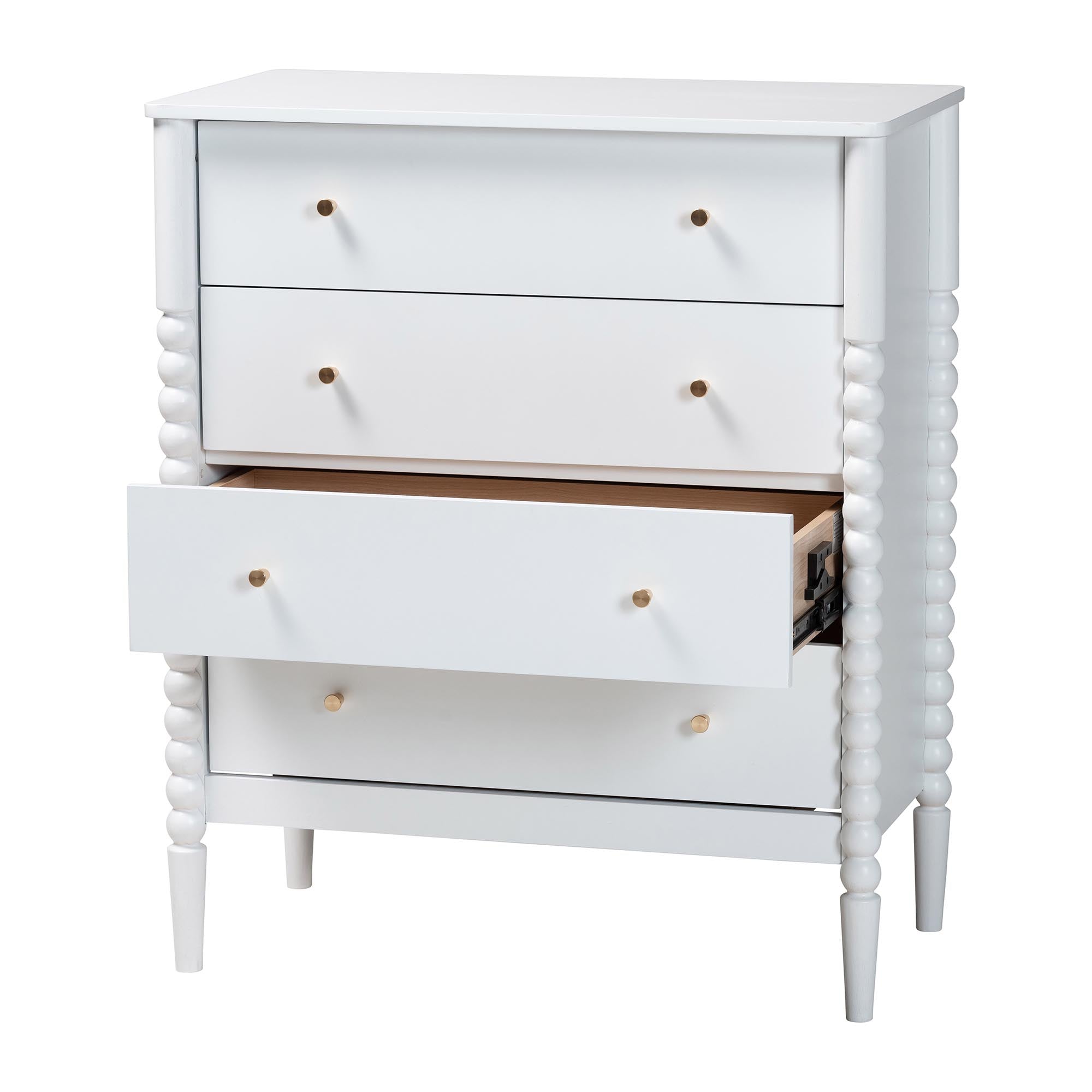 Lucera Mid-Century Bobbin Wood 4-Drawer Chest