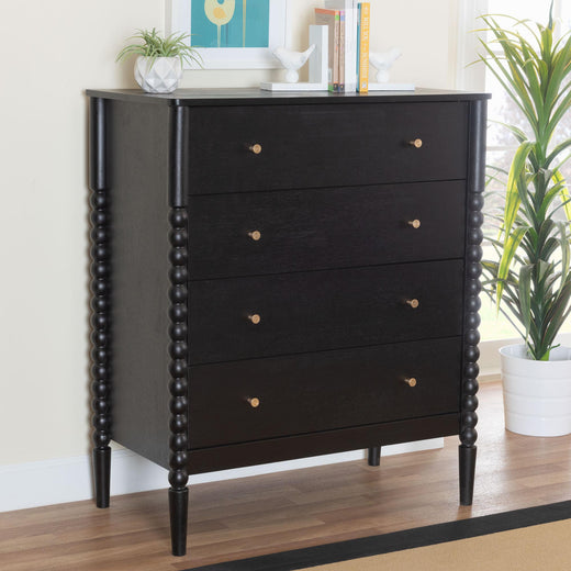 Lucera Mid-Century Bobbin Wood 4-Drawer Chest