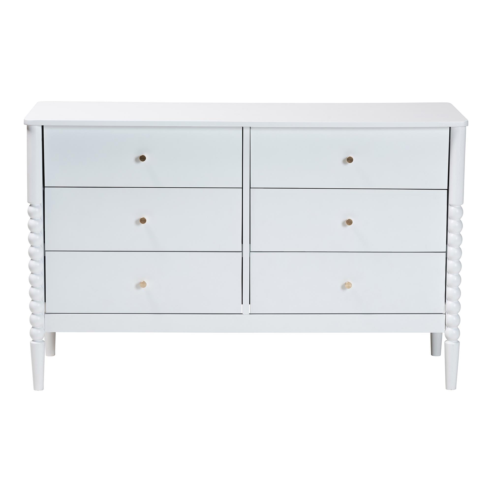 Lucera Mid-Century Bobbin Wood 6-Drawer Dresser