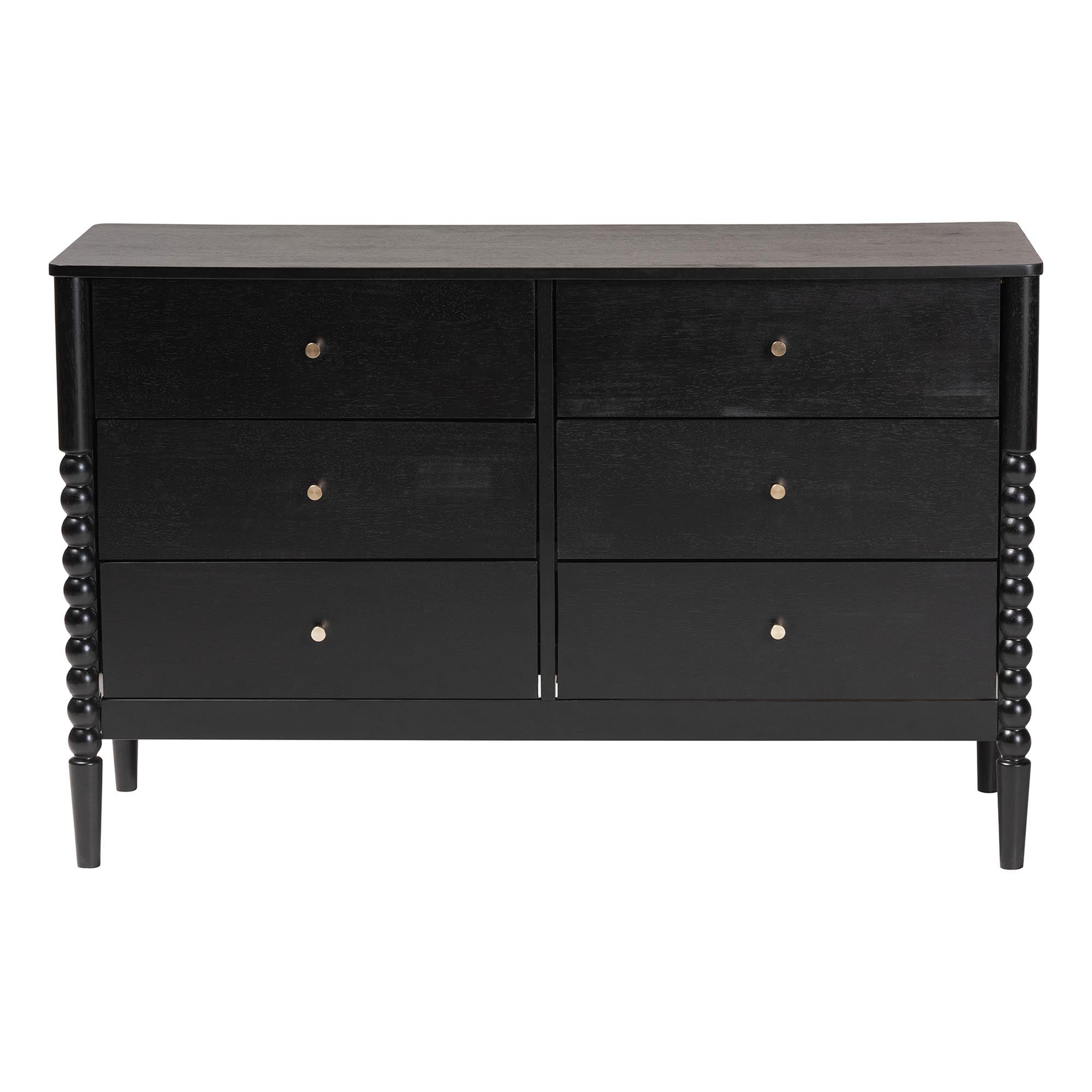 Lucera Mid-Century Bobbin Wood 6-Drawer Dresser
