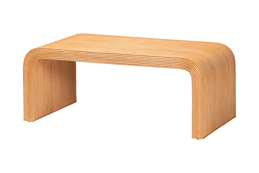 Bali & Pari Guevara Bohemian Light Honey Fluted Rattan Coffee Table