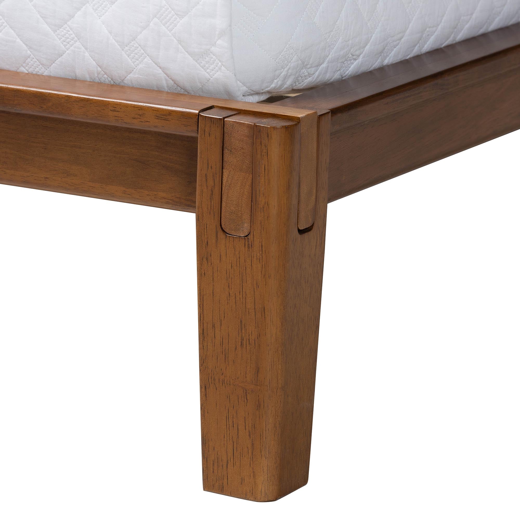 Mariette Japandi Dark Teddy Fabric and Wood Bed