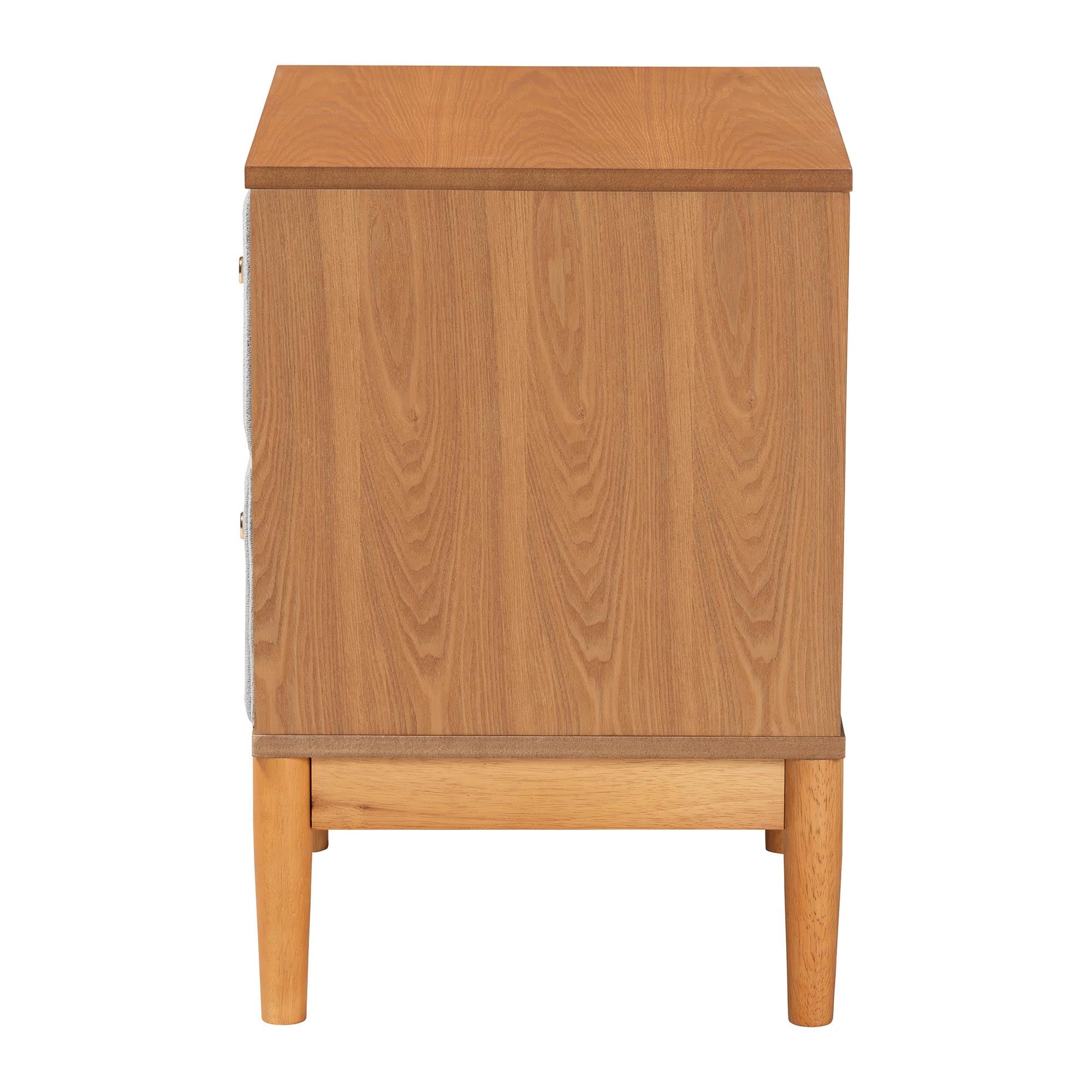 Taylin Mid-Century Corduroy and Wood 2-Drawer Nightstand