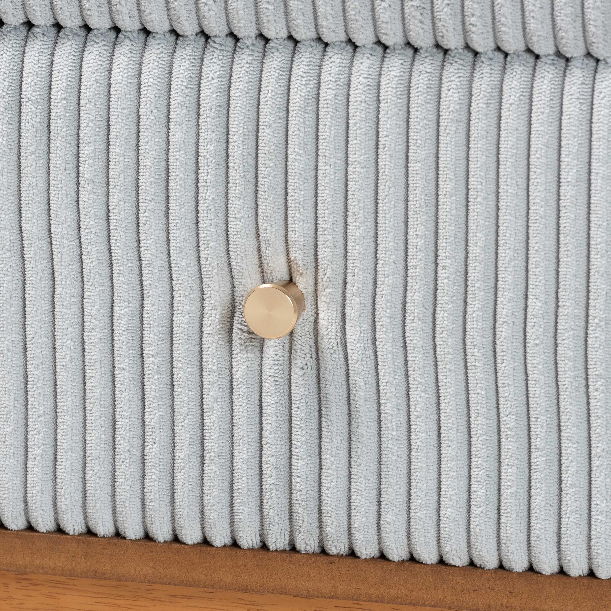 Taylin Mid-Century Corduroy and Wood 2-Drawer Nightstand