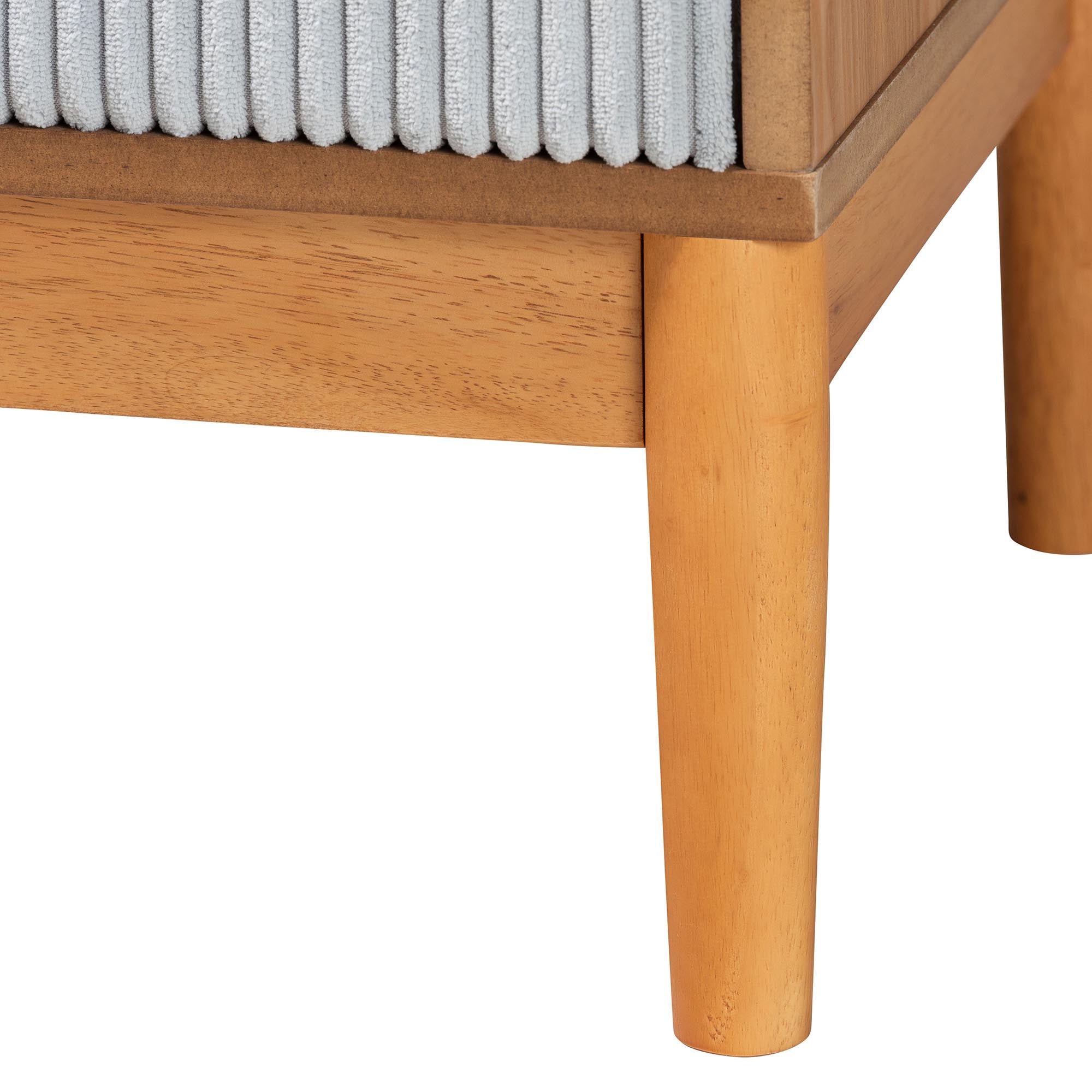 Taylin Mid-Century Corduroy and Wood 2-Drawer Nightstand