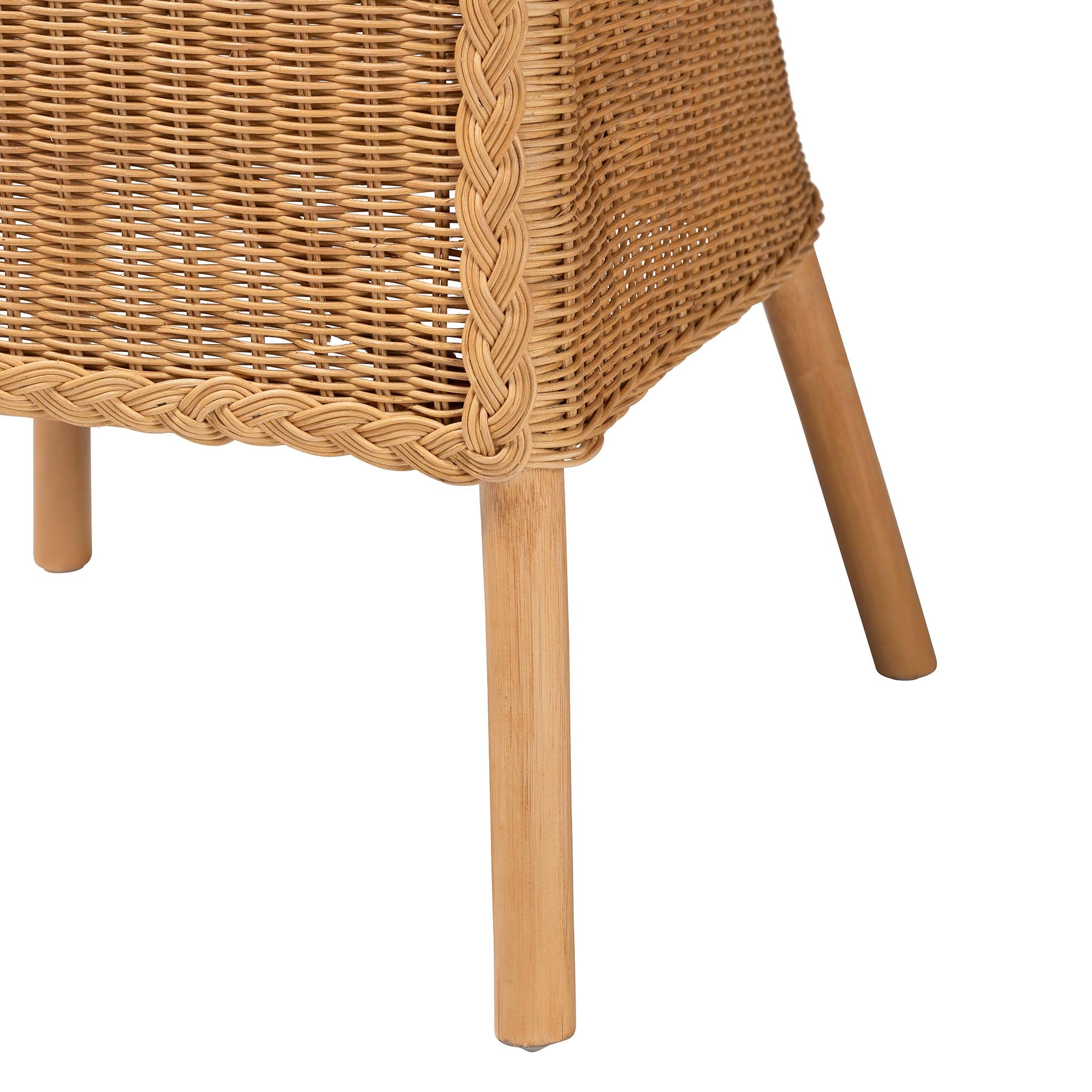 bali & pari Willy 5-Piece Rattan Dining Set - Round Wicker Table with Pedestal Base and 4 Side Chairs, Handwoven Boho Coastal Style for Dining, Kitchen or Sun Room, Light Honey