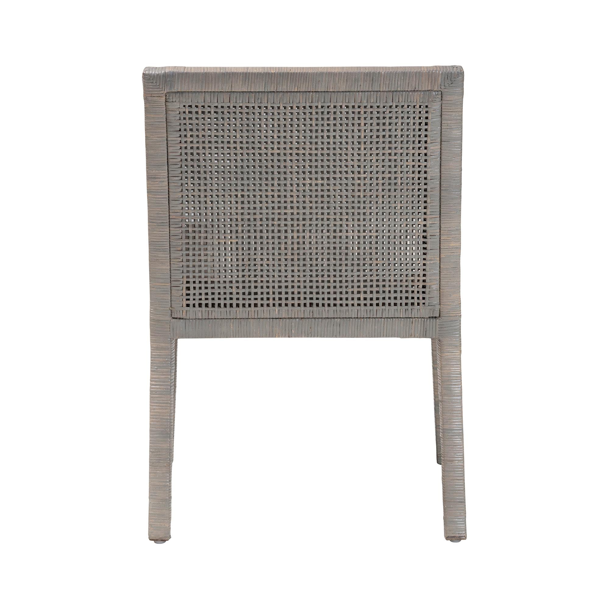 bali & pari Karis Rattan Dining Chair with Cushion - Handwoven Wicker Armchair with Mahogany Wood Frame, Coastal Boho Style Indoor Seating, French